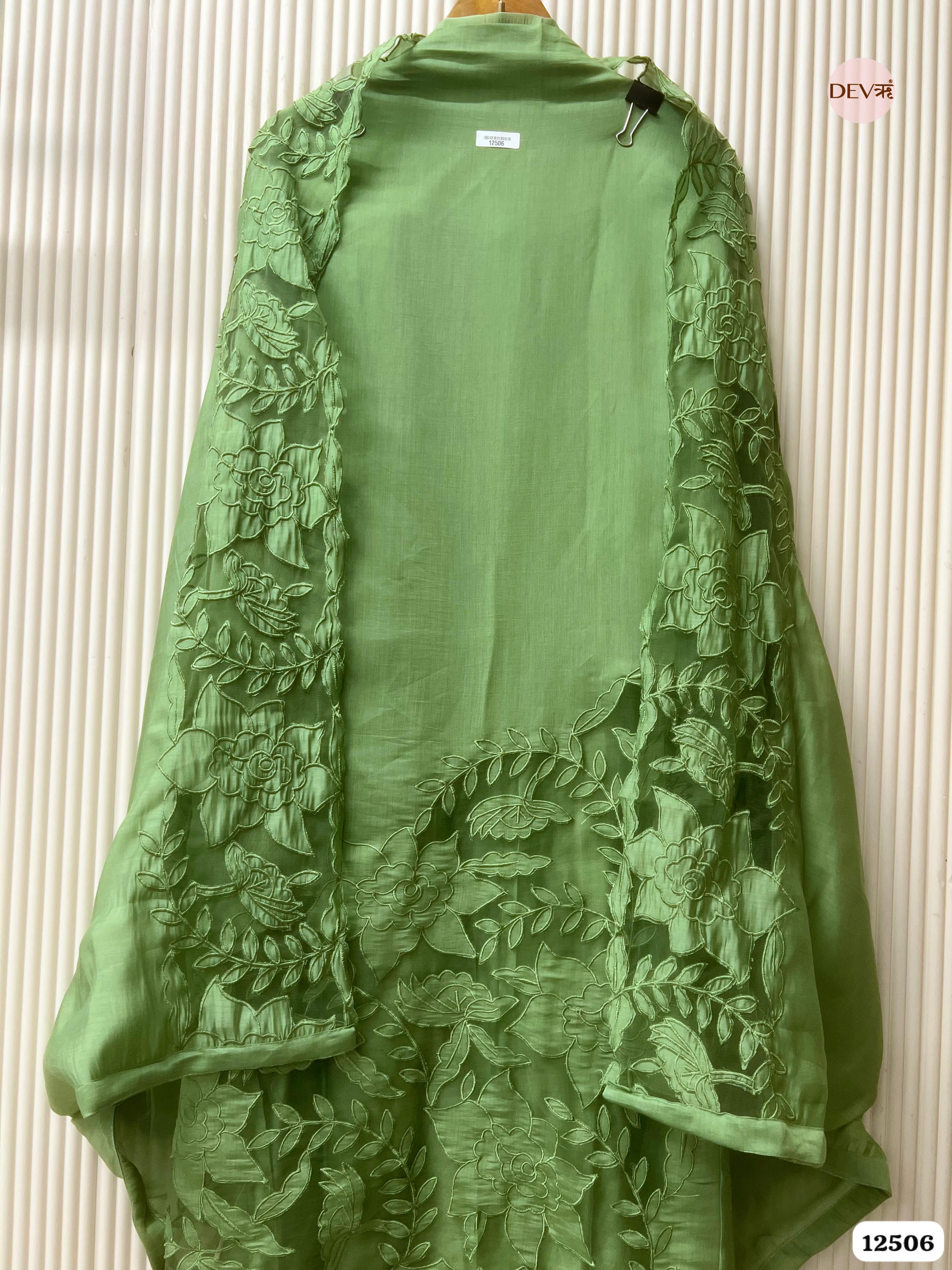 Sage Green Modal Silk Embroidered Unstitched 3-Piece Suit (Devri – D.No 12506)