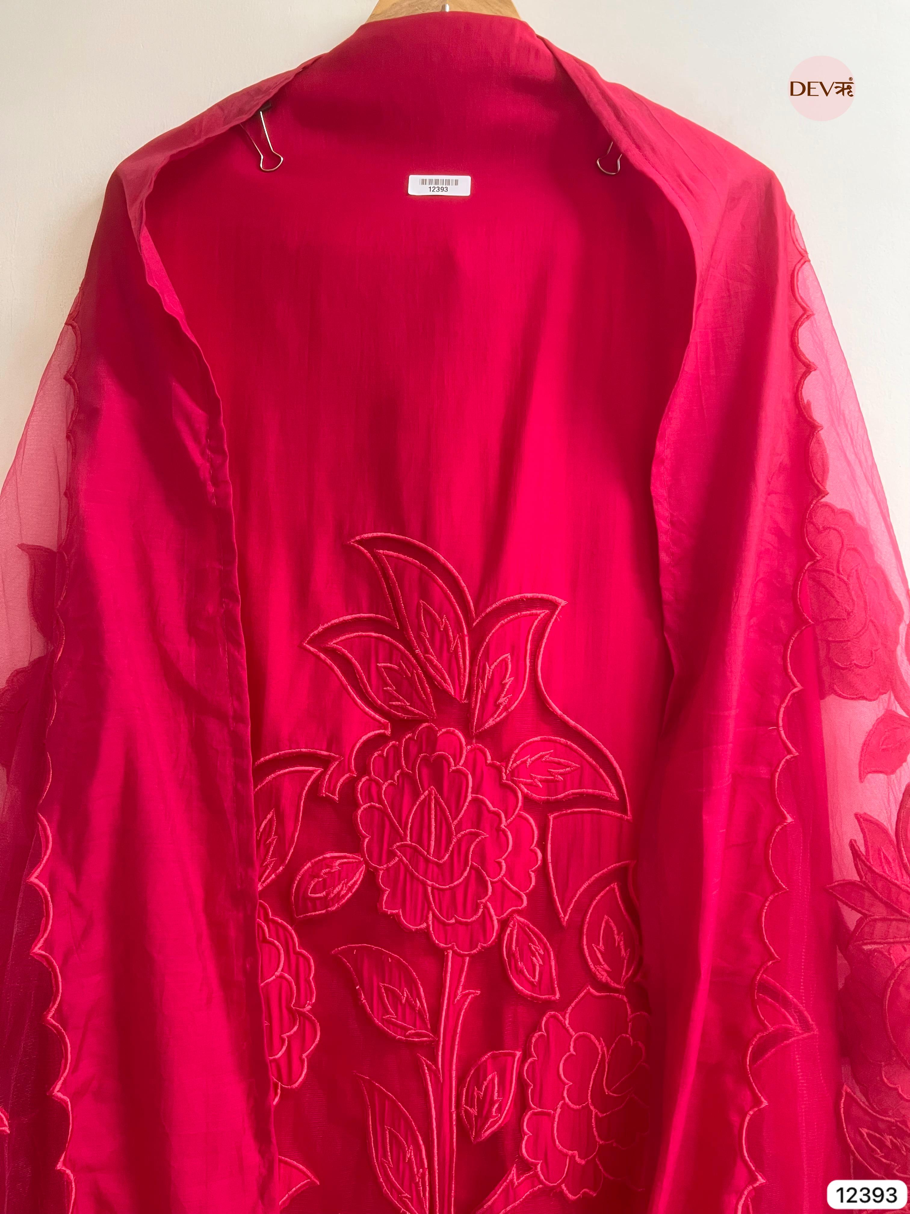 Magenta Modal Silk Embroidered Unstitched 3-Piece Suit (Devri – D.No 12393)