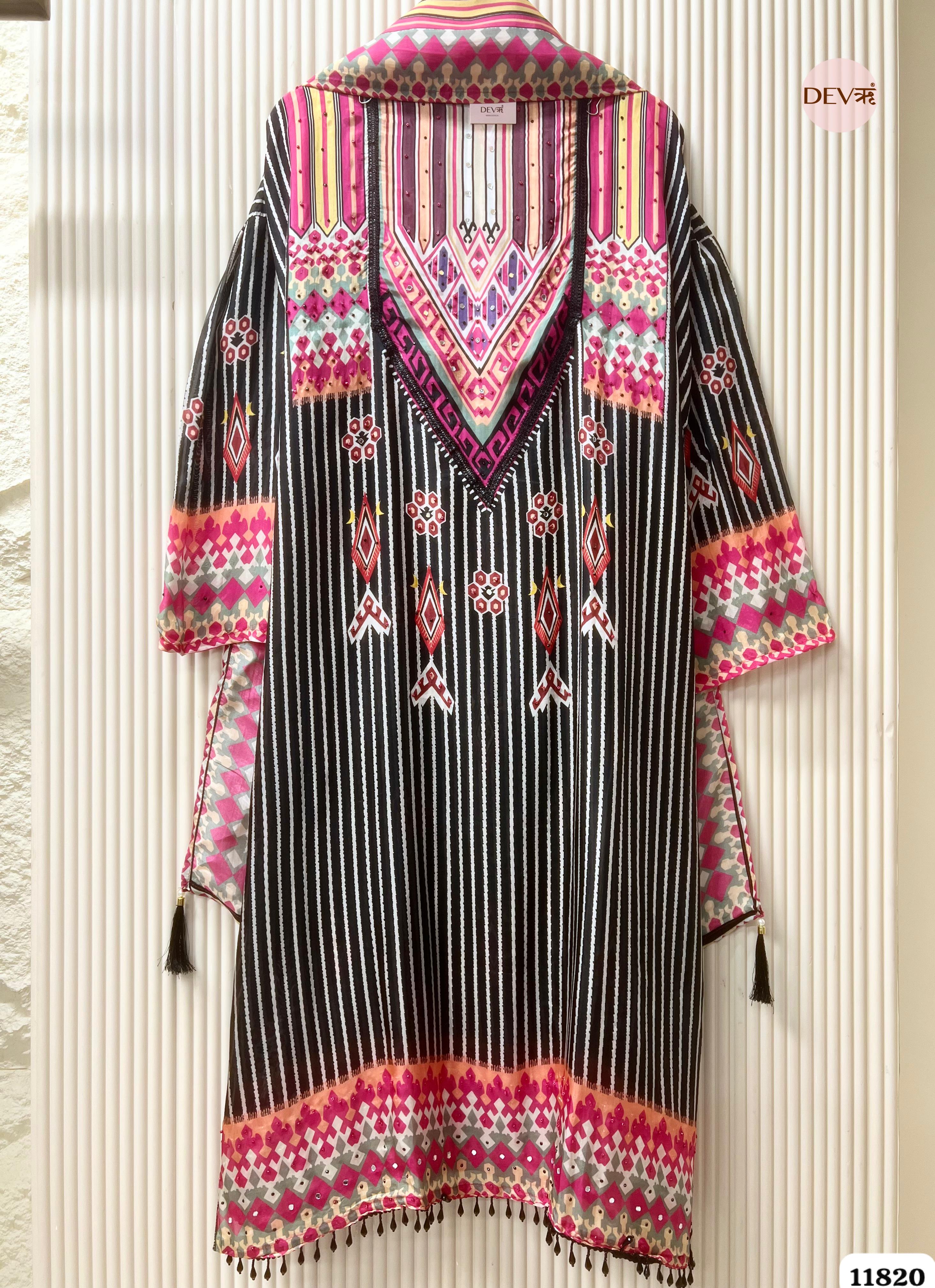Black Muslin Printed Unstitched 3-Piece Suit (Devri – D.No . 11820)