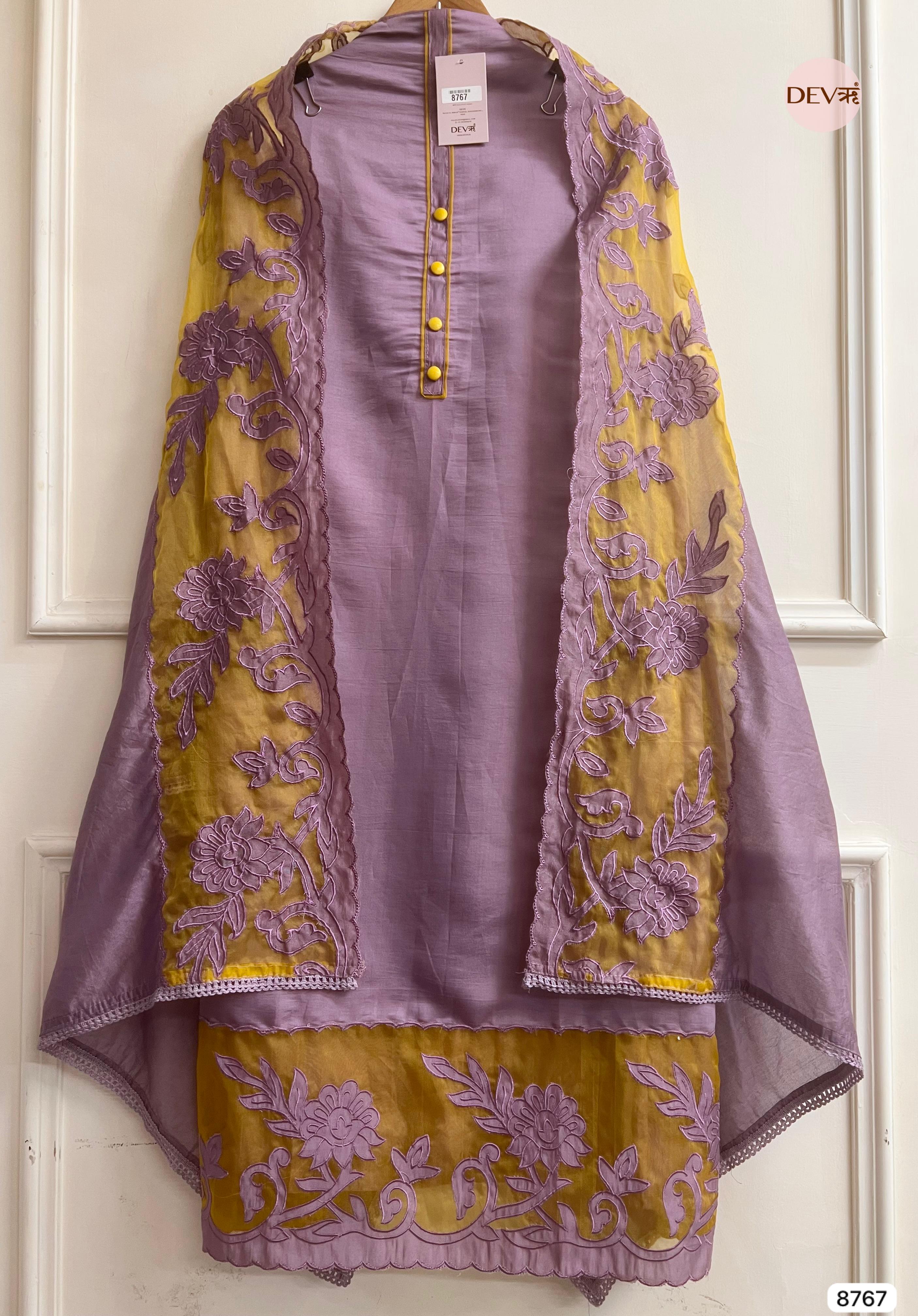 Lavender Modal Silk Embroidered Unstitched 3-Piece Suit (Devri – D.No 8767)