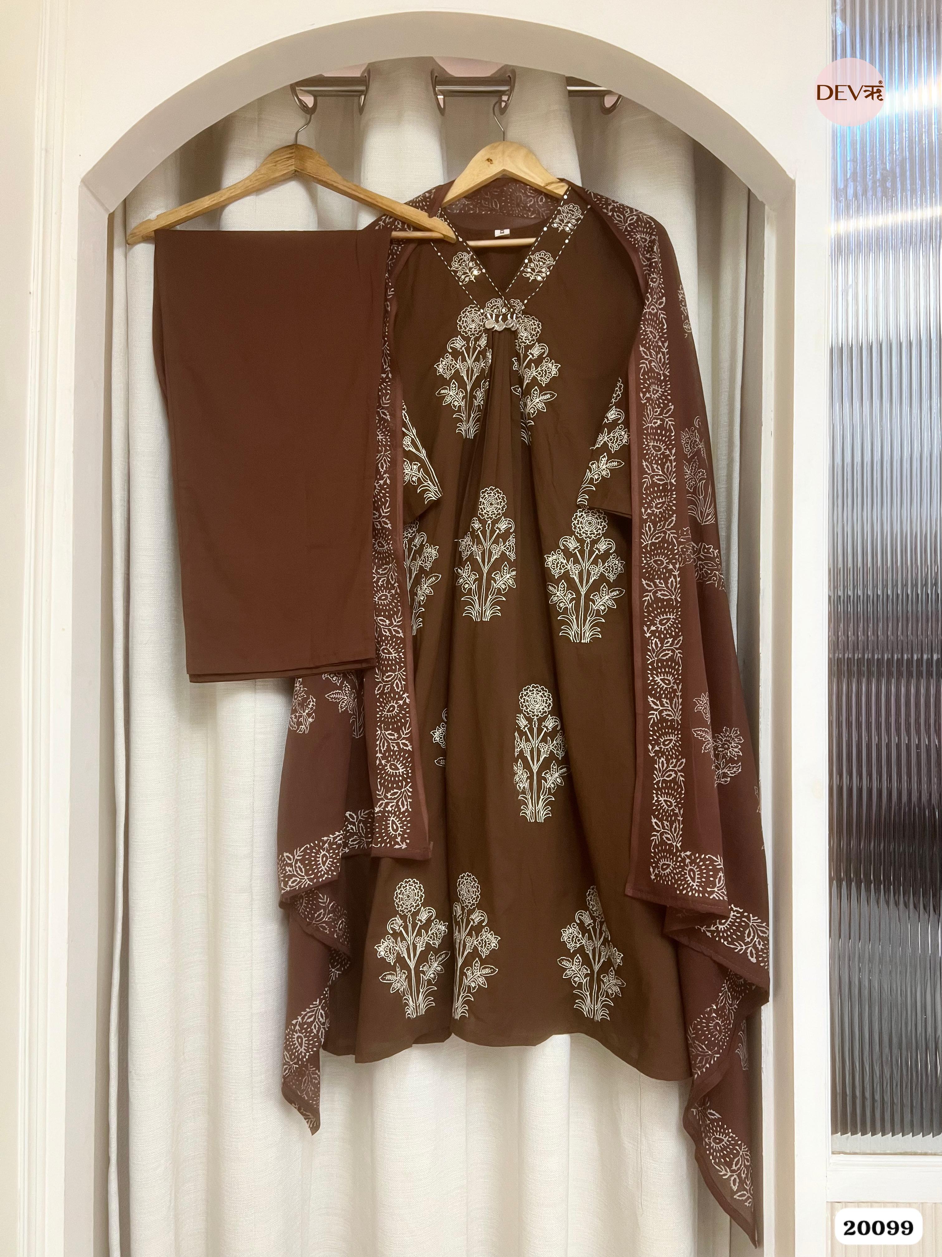 Aavya Cotton brown 3-Piece Set (D.No 20099)