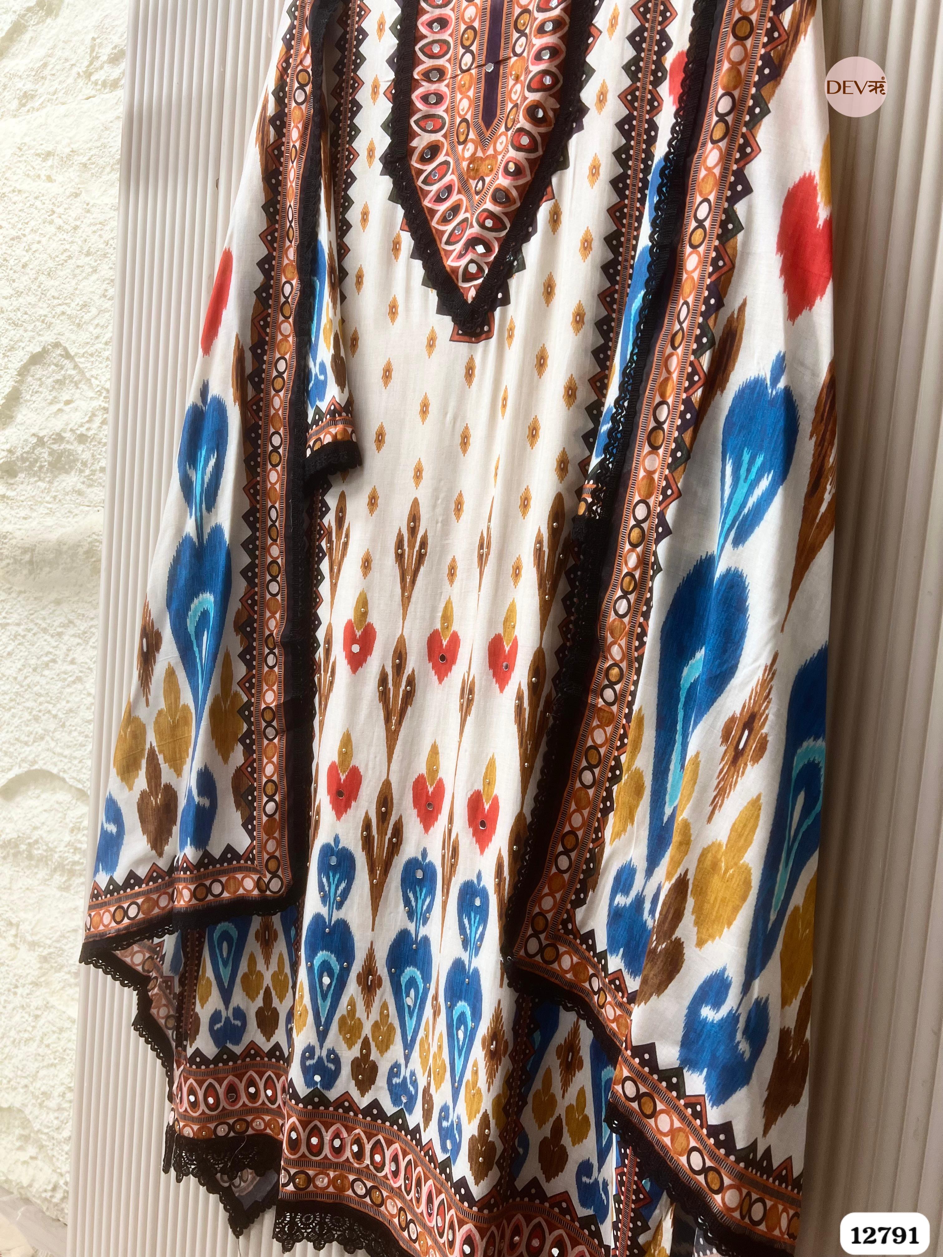 White Muslin Printed Unstitched 3-Piece Suit (Devri – D.No 12791)