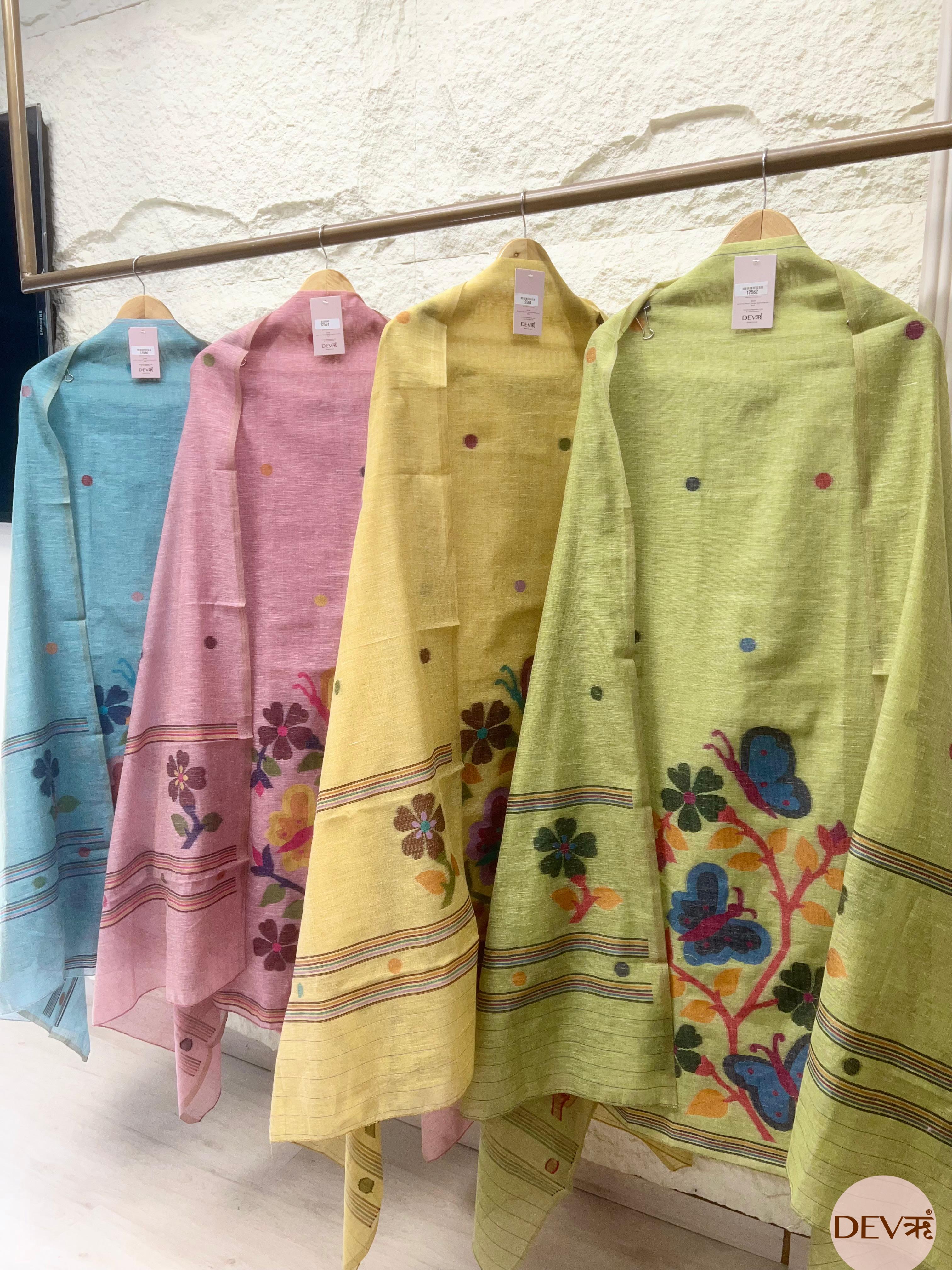 Yellow Linen Printed Unstitched 3-Piece Suit (Devri – D.No 12564)