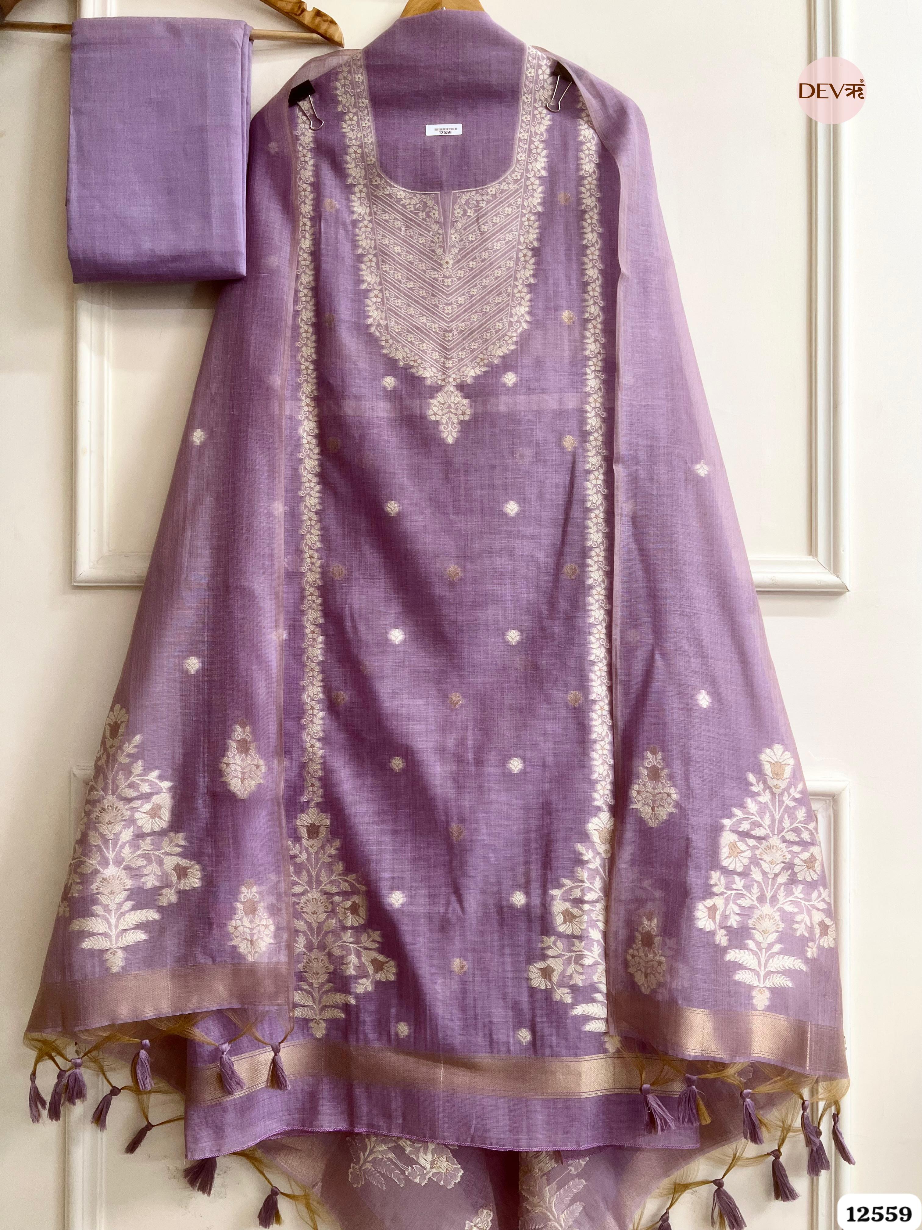 Purple Jamdani Embroidered Unstitched 3-Piece Suit (Devri – D.No 12559)