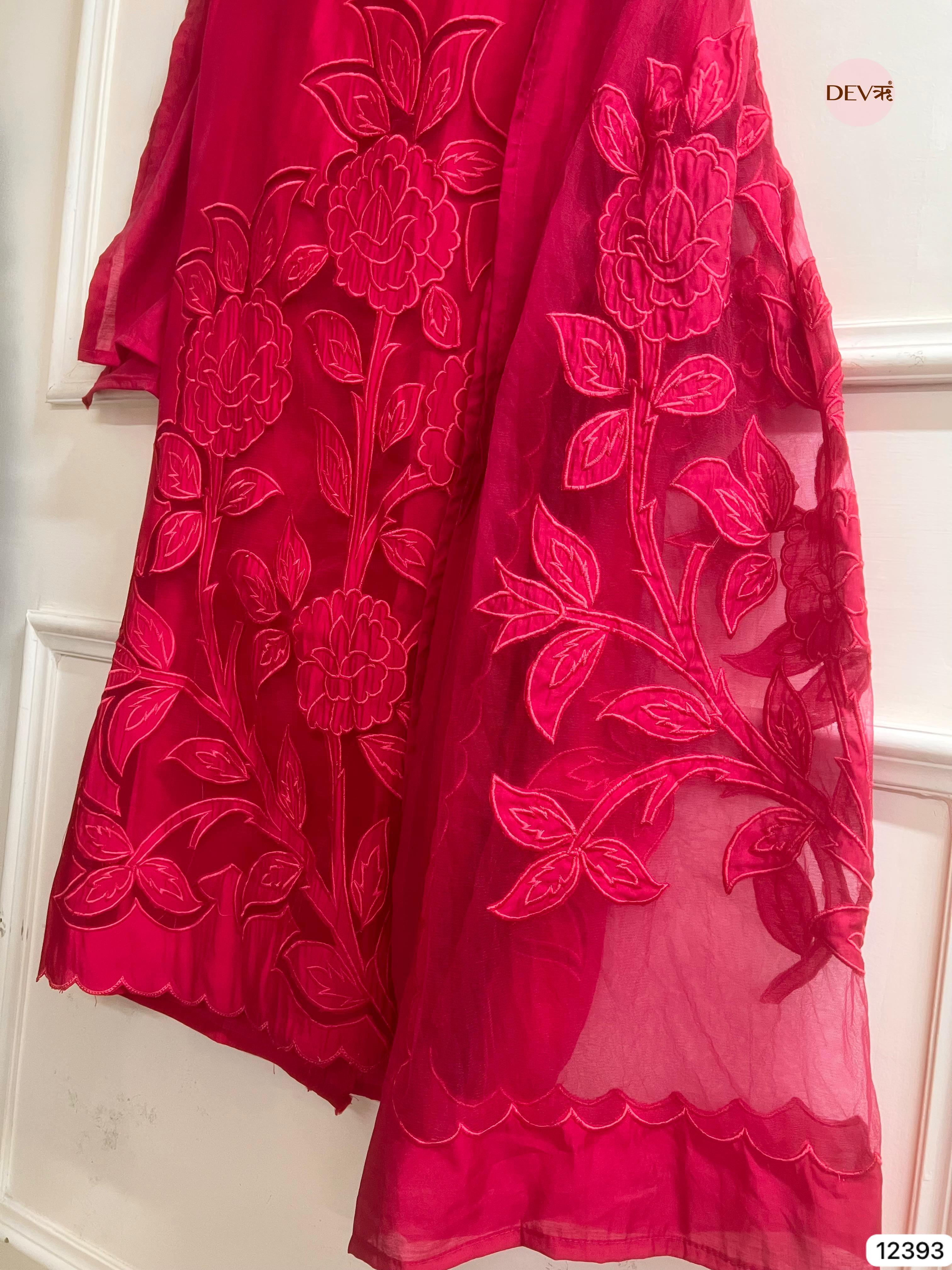Magenta Modal Silk Embroidered Unstitched 3-Piece Suit (Devri – D.No 12393)