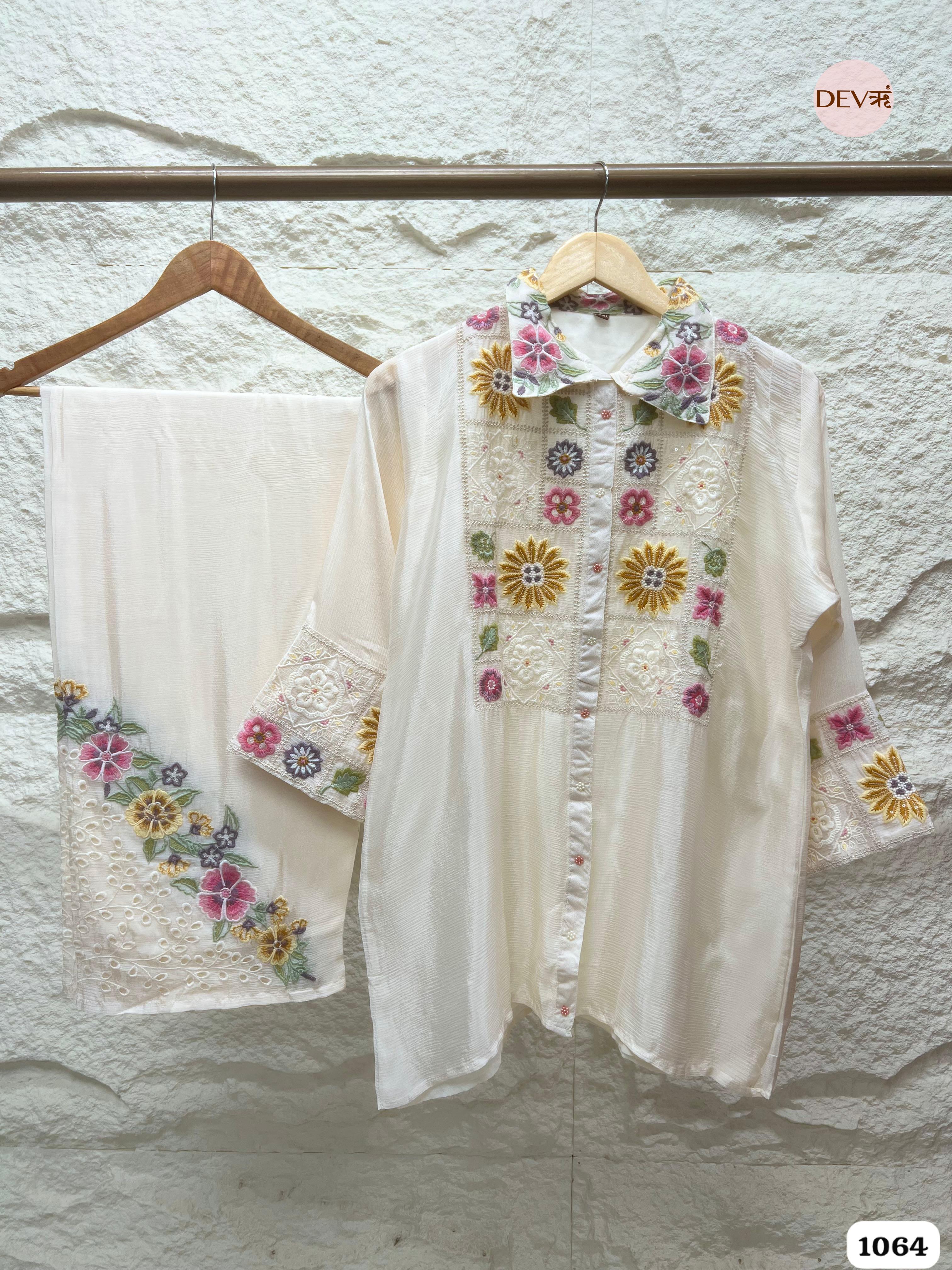 Khusnuma Chinon Silk Floral Embroidered 2-Piece Set - {1064/M}