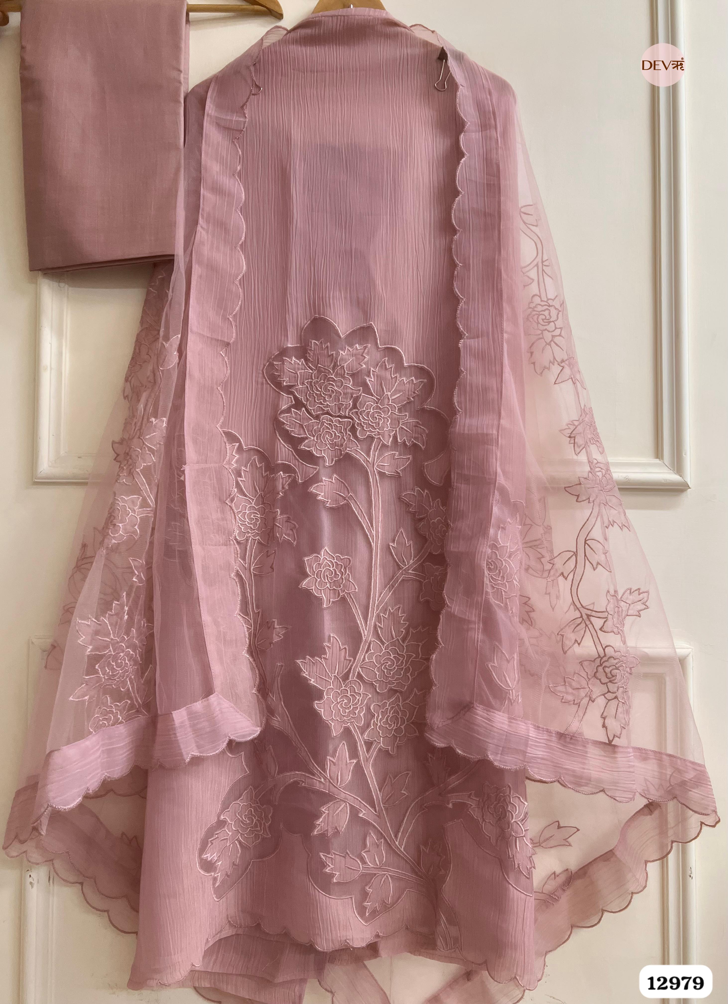Mauve Tissue Crush Embroidered Unstitched 3-Piece Suit (Devri – D.No 12979)