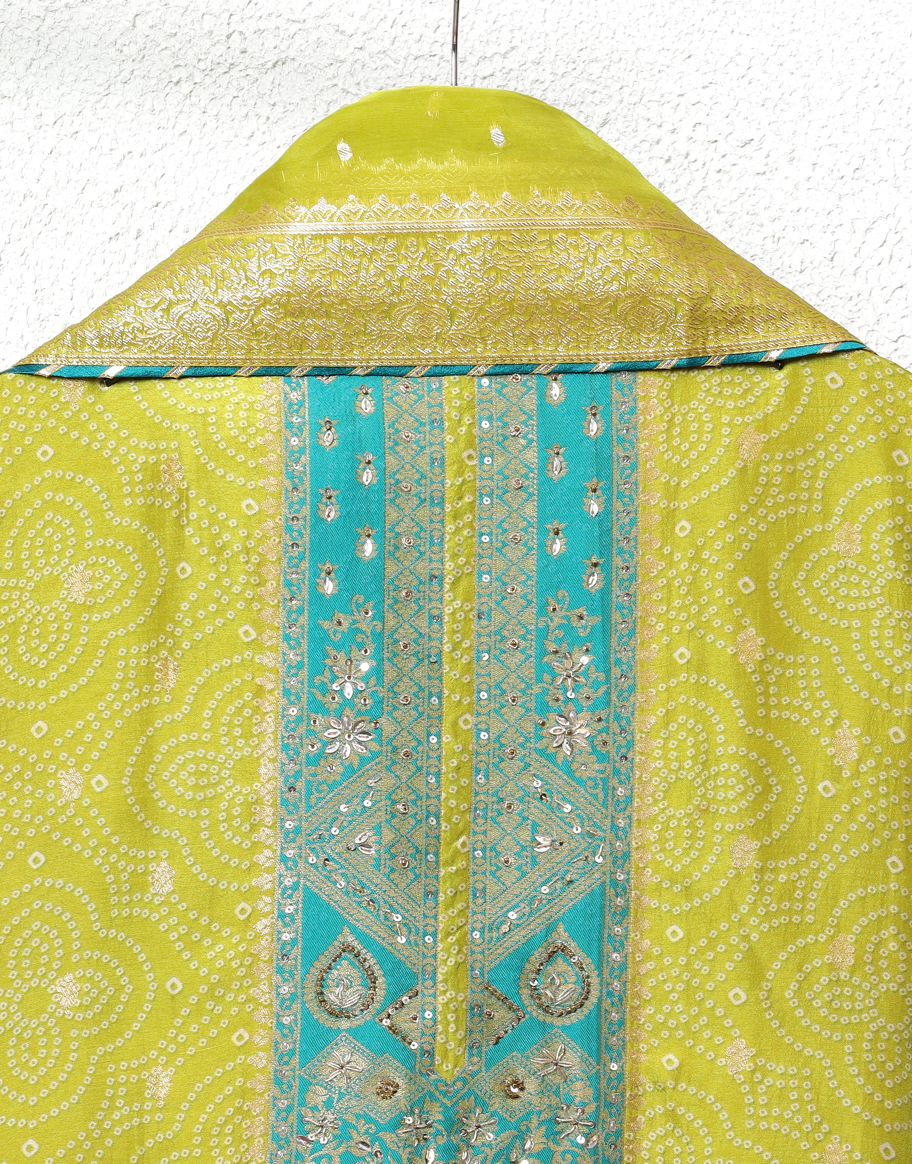 Lime Shimmer Tissue Silk Embroidered Unstitched 3-Piece Suit (Devri – D.No 11729)