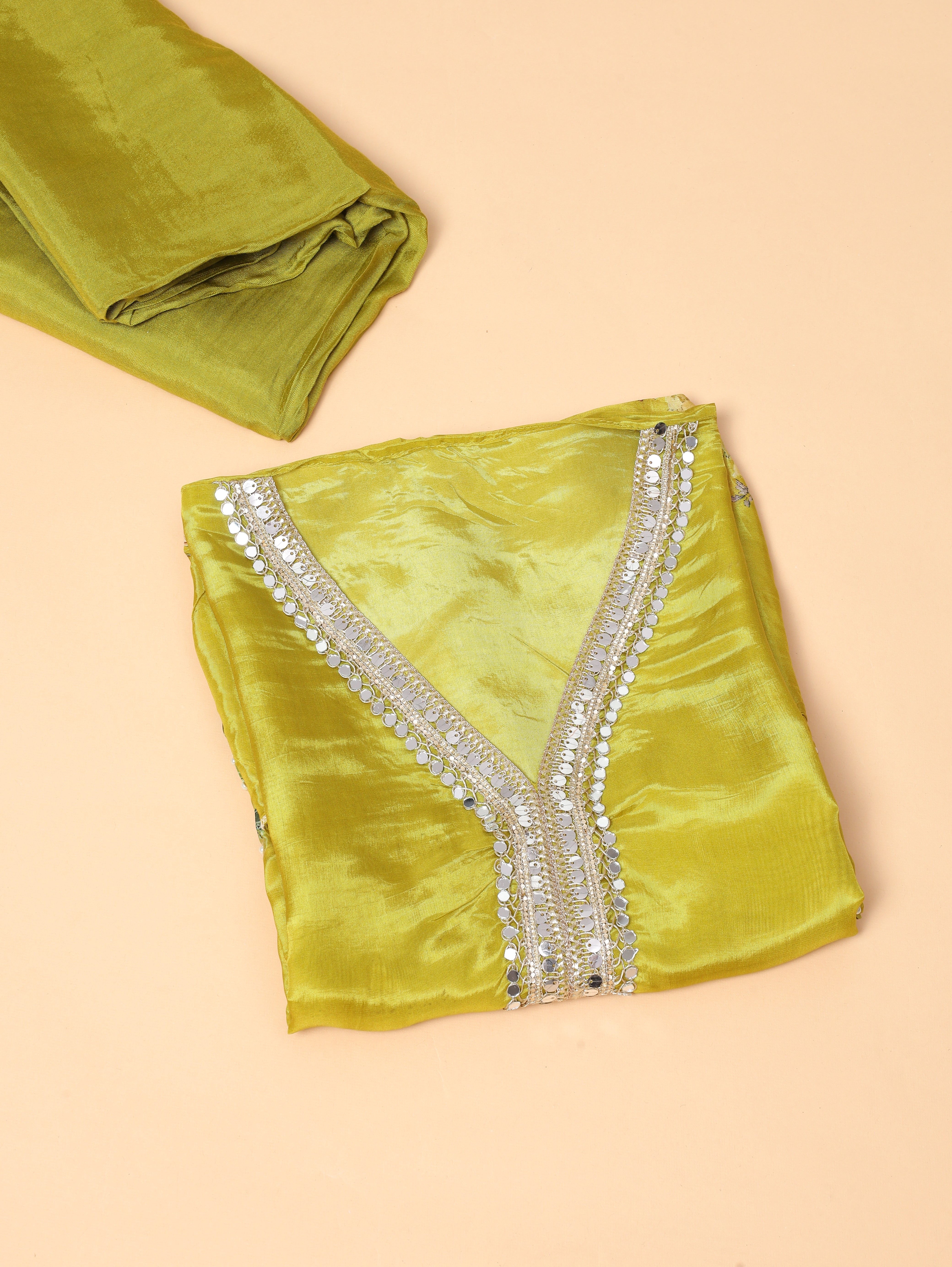 Mustard Glass Organza Silk Printed Unstitched 3-Piece Suit (Devri – D.No11726)