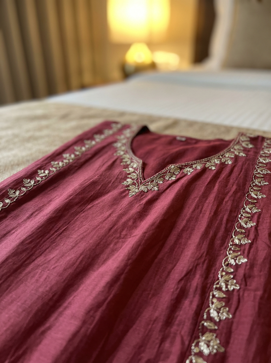 Crimson Chanderi 3-Piece Set {1022}