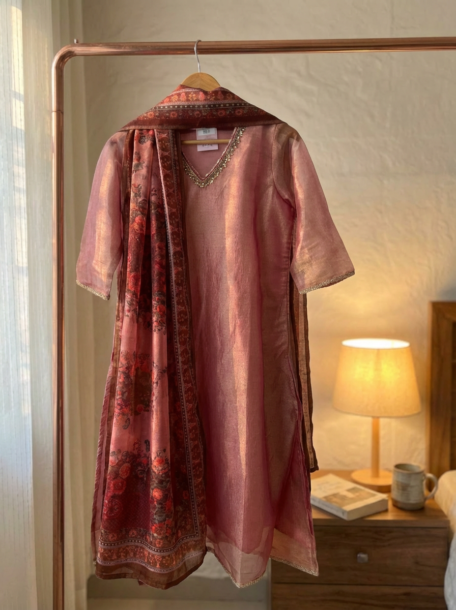 Rose Glow Tissue Silk 3-Piece Set {1013}