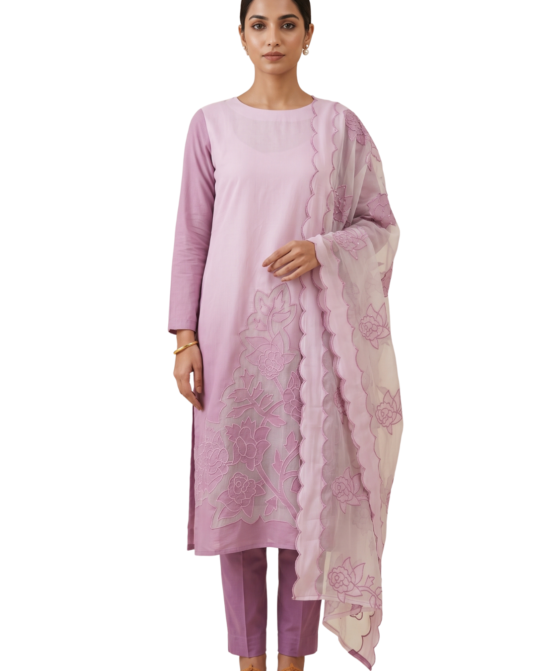 Pink Mul Chanderi Embroidered Unstitched 3-Piece Suit (Devri – D.No 13289)