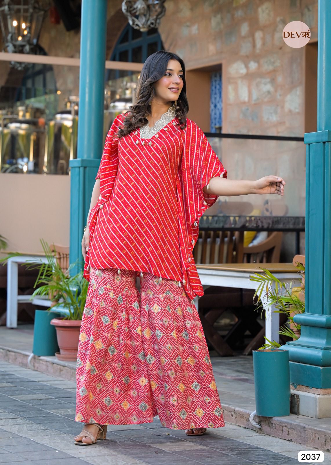 Gulzaar Muslin Printed Red 2-Piece Set (Devri – D.No 2037)