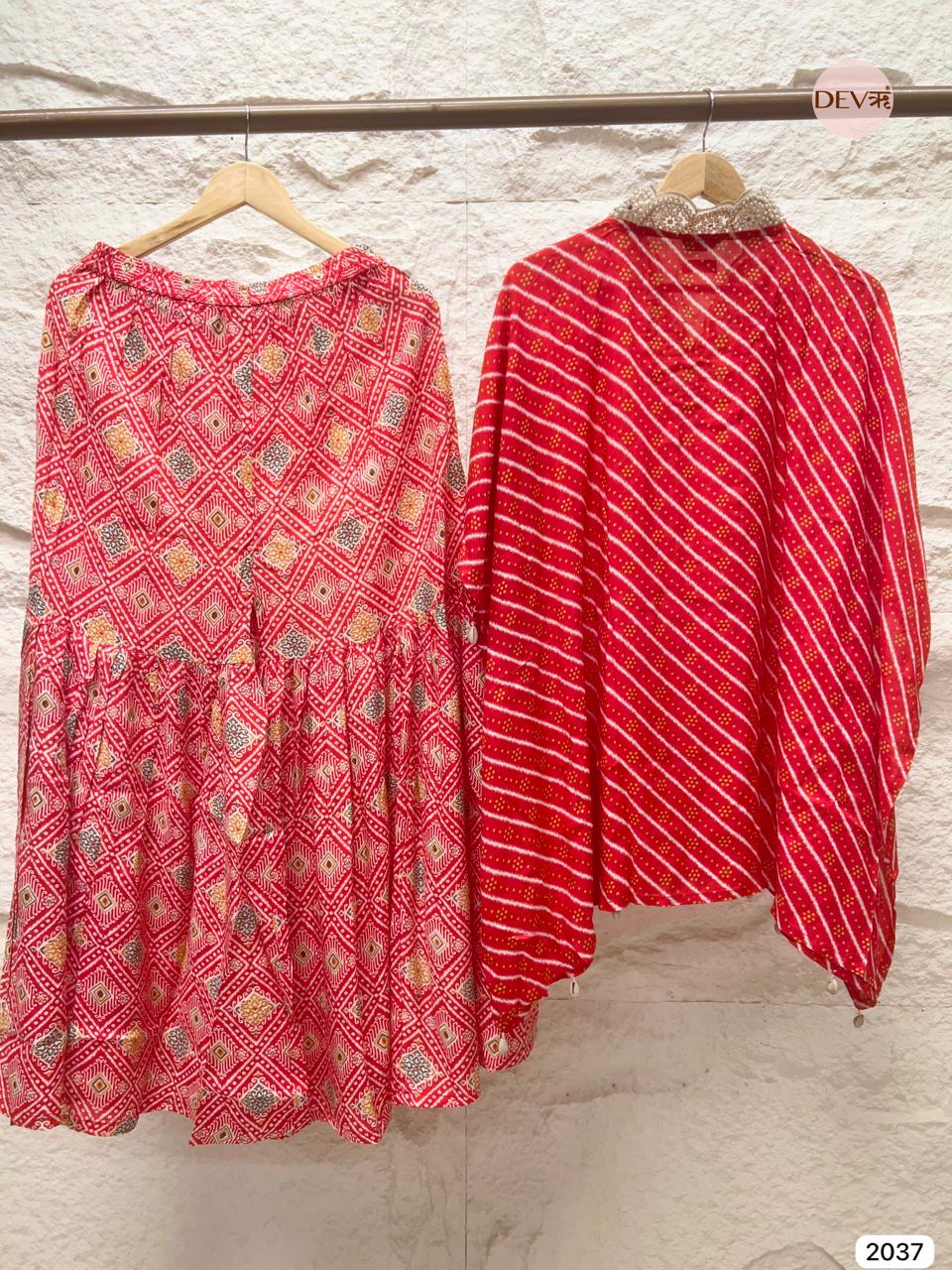 Gulzaar Muslin Printed Red 2-Piece Set (Devri – D.No 2037)