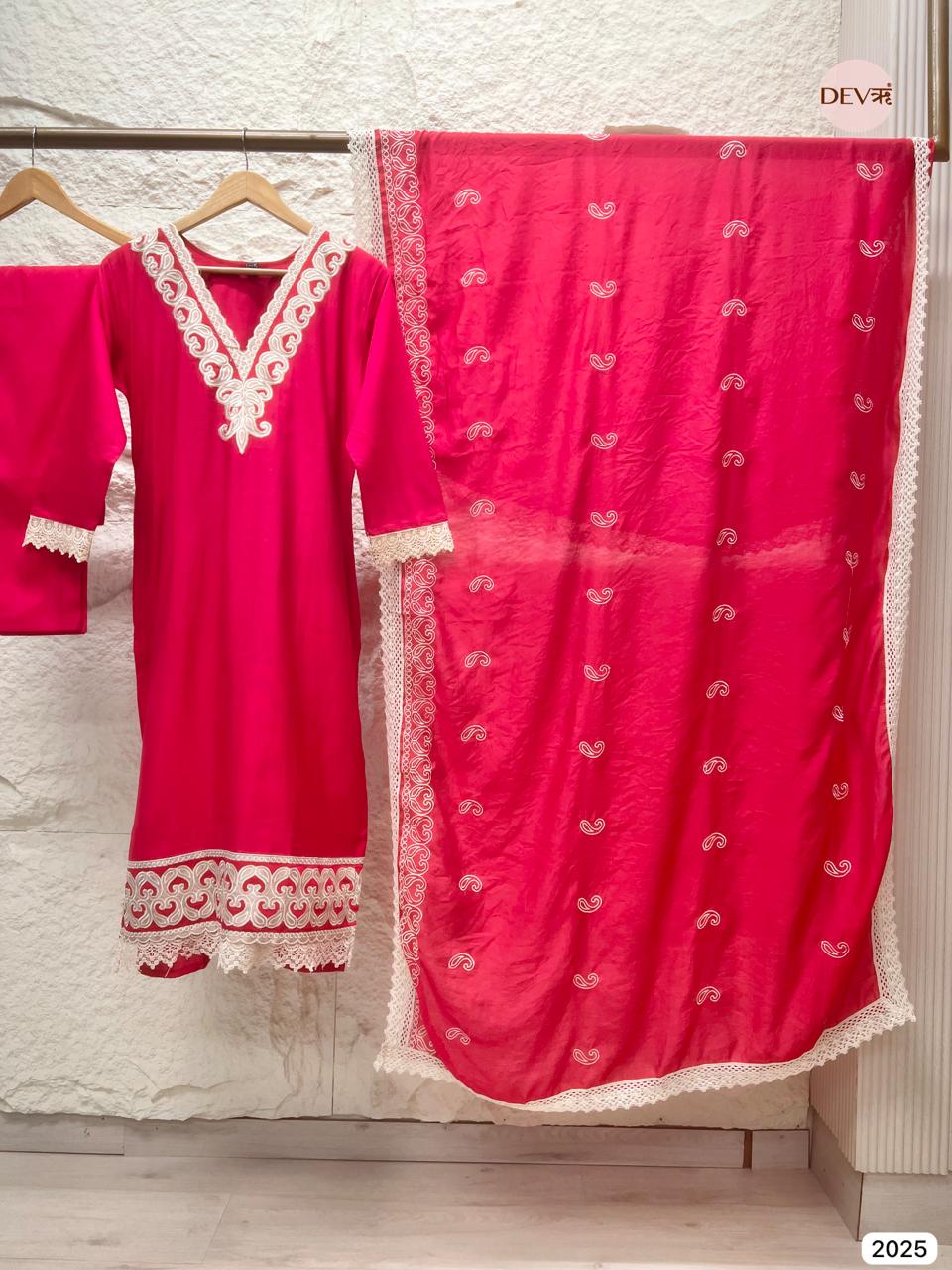 Ridhima Soft Silk Embroidered Pink 3-Piece Set (Devri – D.No 2025)