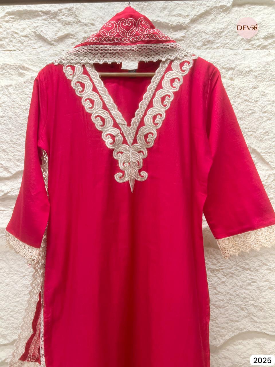 Ridhima Soft Silk Embroidered Pink 3-Piece Set (Devri – D.No 2025)