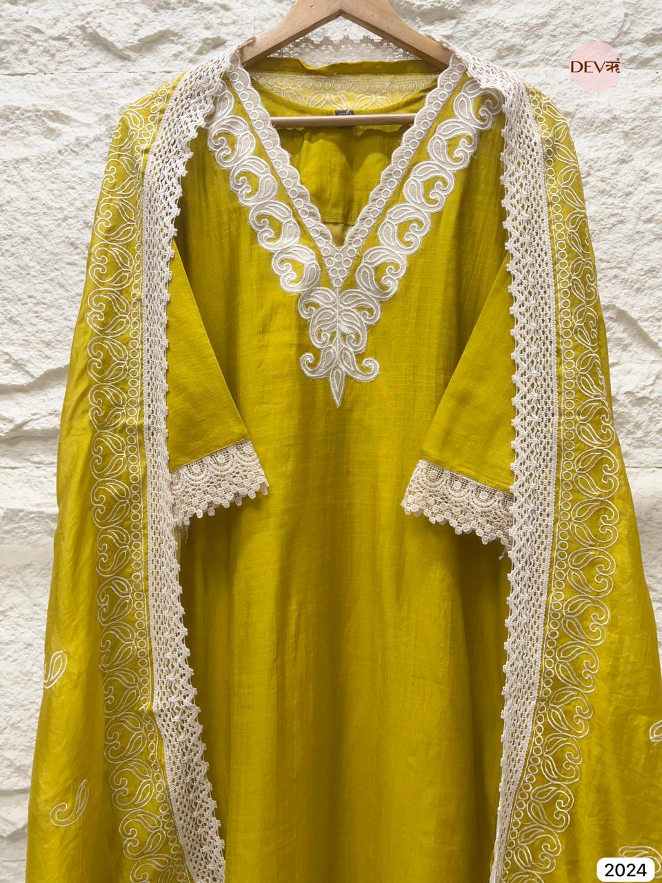 Gulzar Soft Silk Embroidered Mustard 3-Piece Set (Devri – D.No 2024)