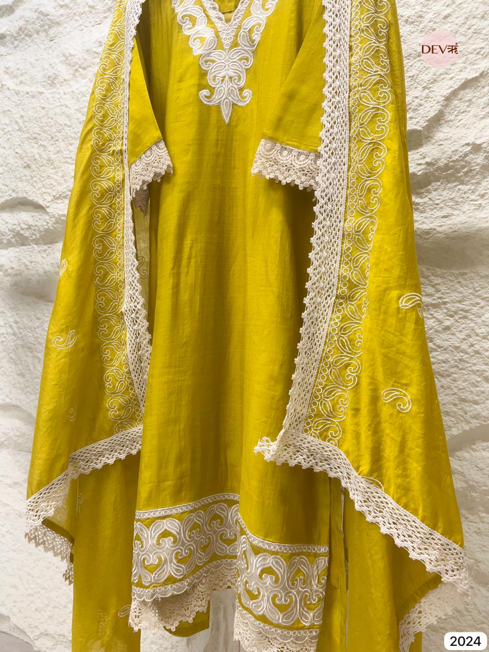 Gulzar Soft Silk Embroidered Mustard 3-Piece Set (Devri – D.No 2024)