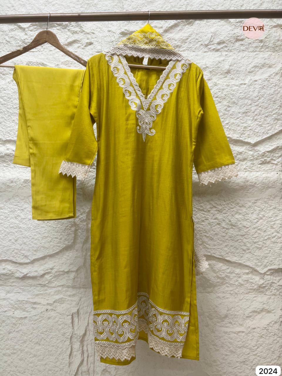 Gulzar Soft Silk Embroidered Mustard 3-Piece Set (Devri – D.No 2024)