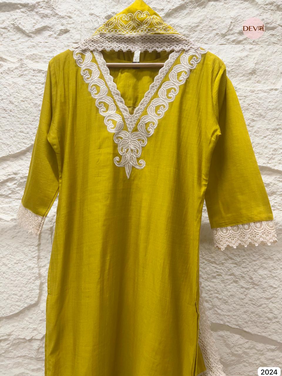 Gulzar Soft Silk Embroidered Mustard 3-Piece Set (Devri – D.No 2024)