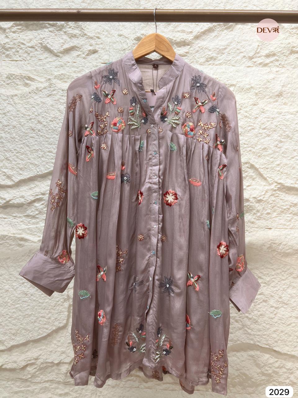 Aarvani Chinon Embroidered Mauve 2-Piece Set (Devri – D.No 2029)