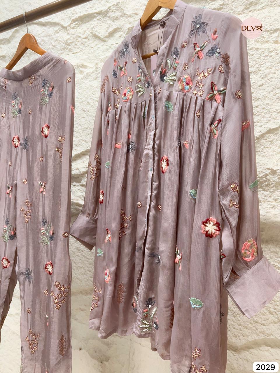 Aarvani Chinon Embroidered Mauve 2-Piece Set (Devri – D.No 2029)