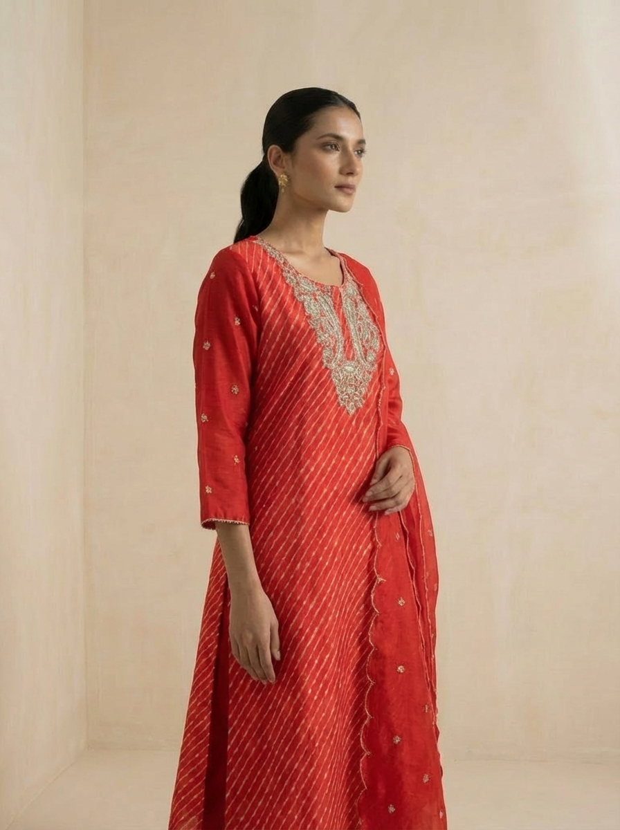 Scarlet Bloom Silk 3-Piece Set {1027}