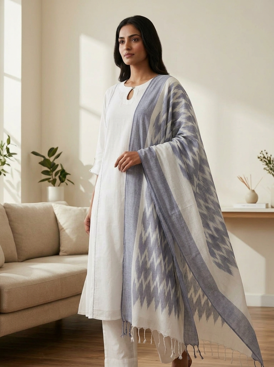 Kritika Cotton Printed White 3-Piece Set (Devri – D.No 12788)