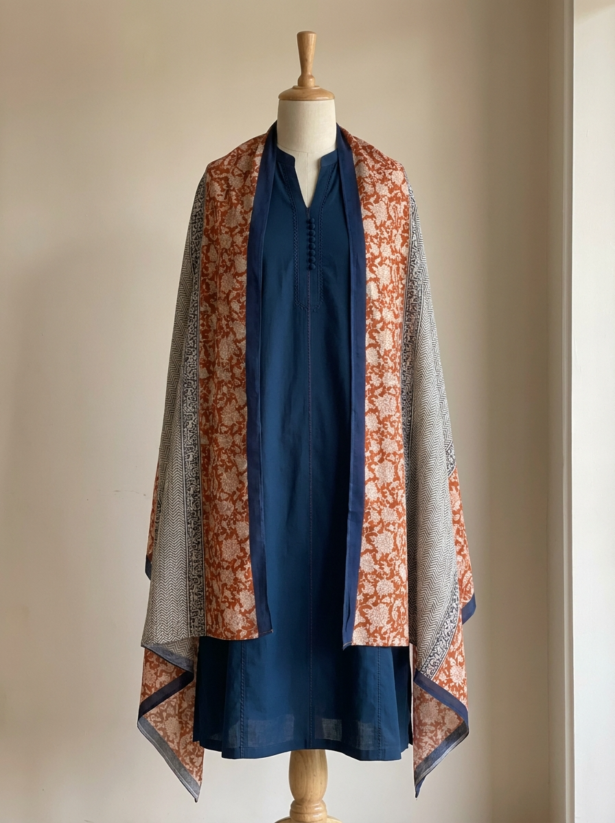 Neelambara Pure cotton Printed Blue 3-Piece Set (Devri – D.No 13329)
