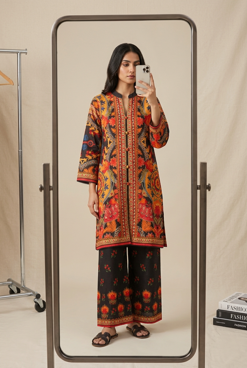 Sunset Bloom Silk Co-ord Set {1005}