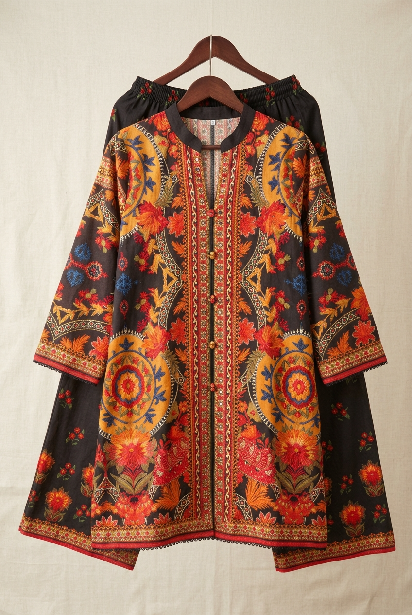Sunset Bloom Silk Co-ord Set {1005}