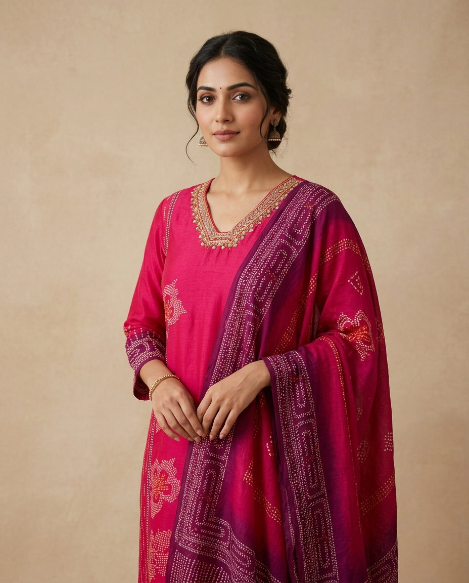 Ragini Pure Modal Silk Printed Crimson 3-Piece Set (Devri – D.No 1045)