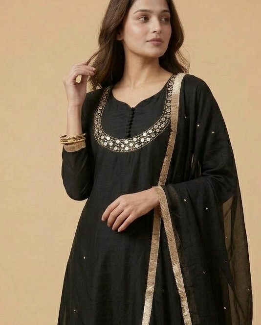 Zehra Pure Mul Silk Hand-Embroidered 3-Piece Set - {2010}