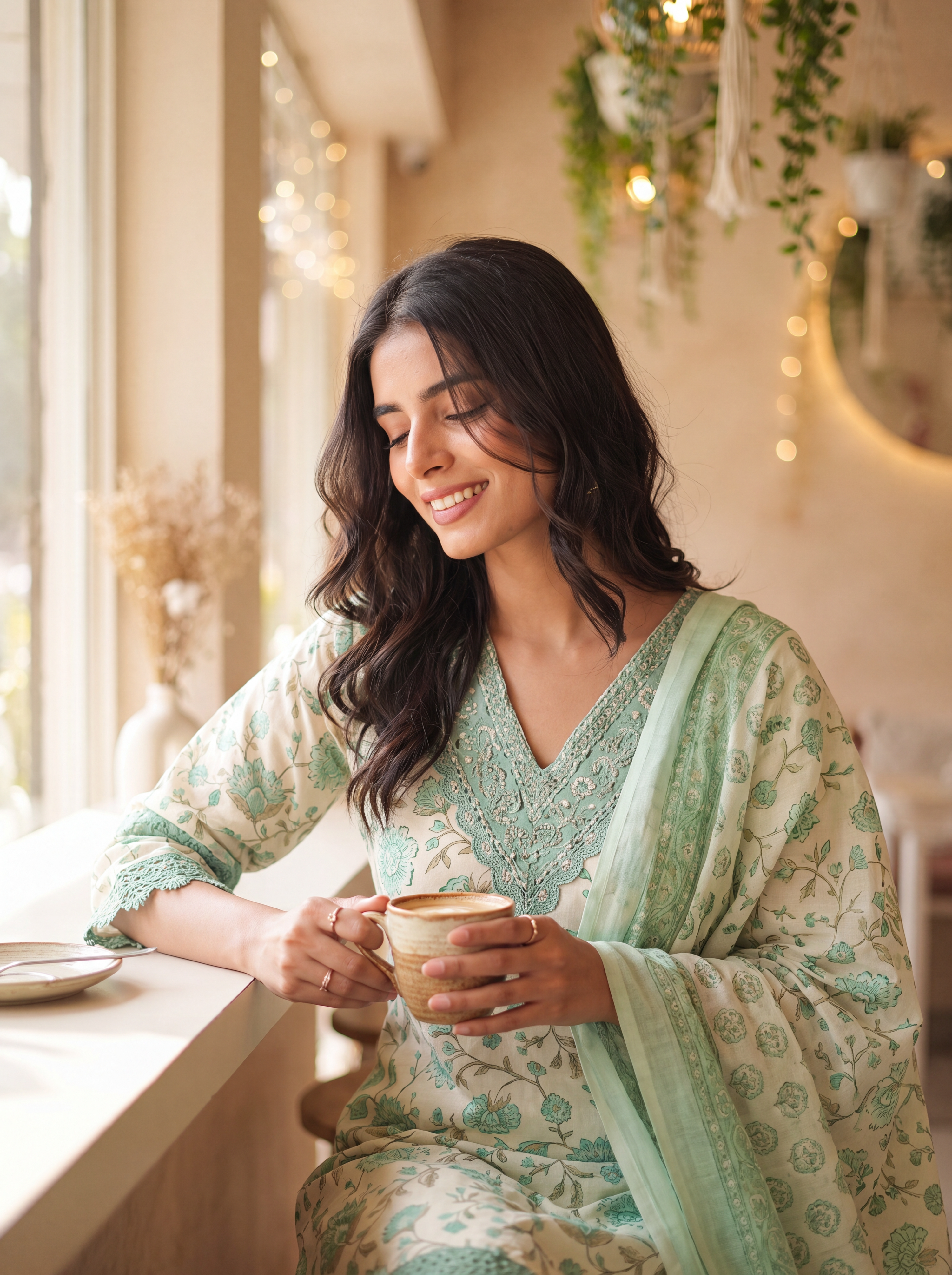 Gulnaar Pure Cotton Printed Mint Green 3-Piece Set (Devri – D.No 21071)