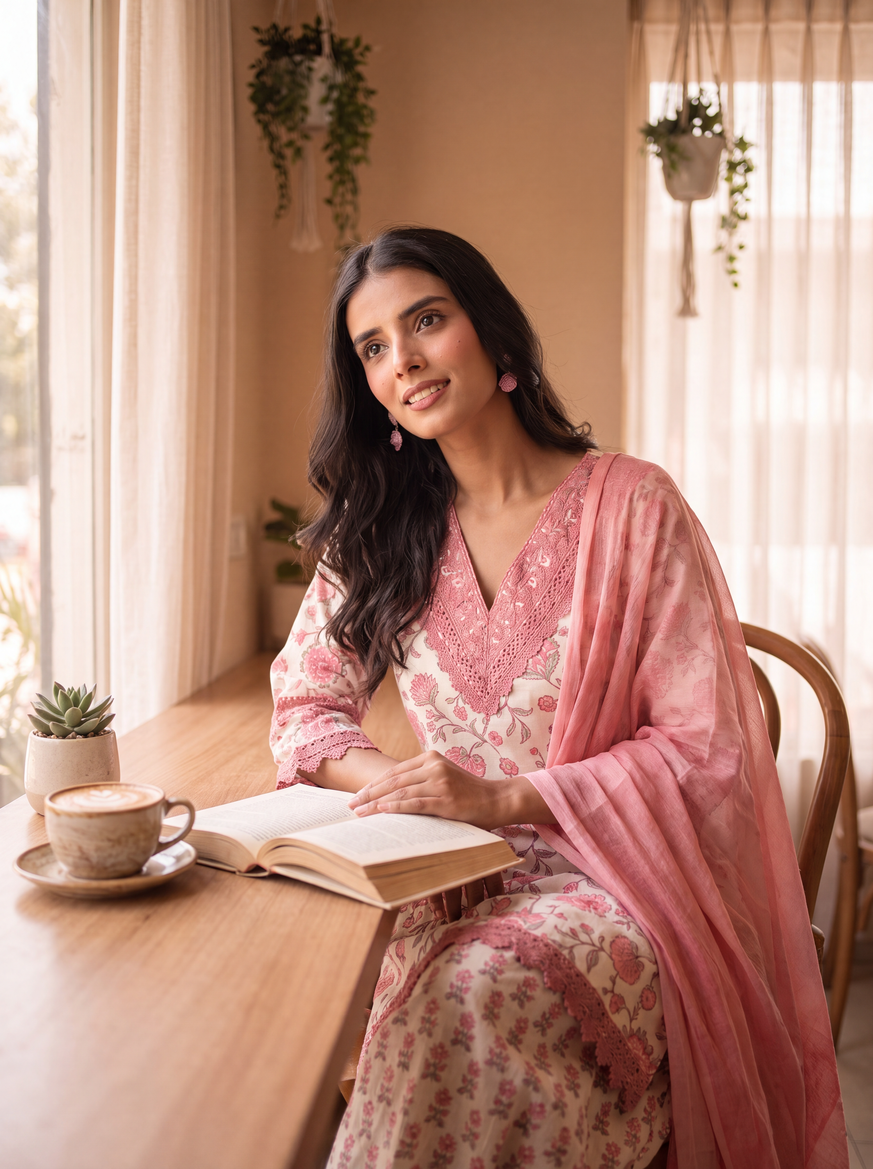 Gulnaar Pure Cotton Embroidered Pink 3-Piece Set (Devri – D.No 21072)
