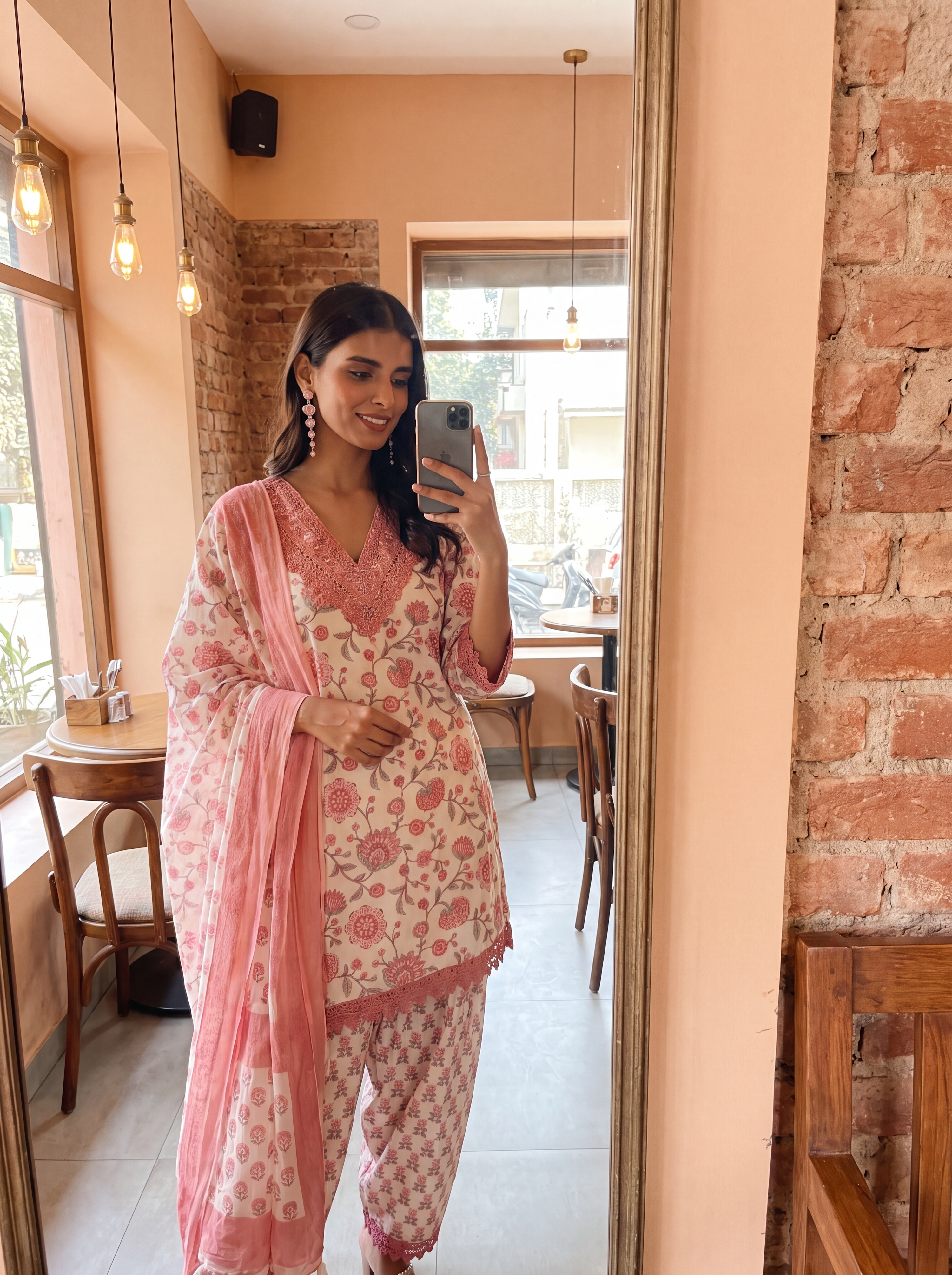 Gulnaar Pure Cotton Embroidered Pink 3-Piece Set (Devri – D.No 21072)