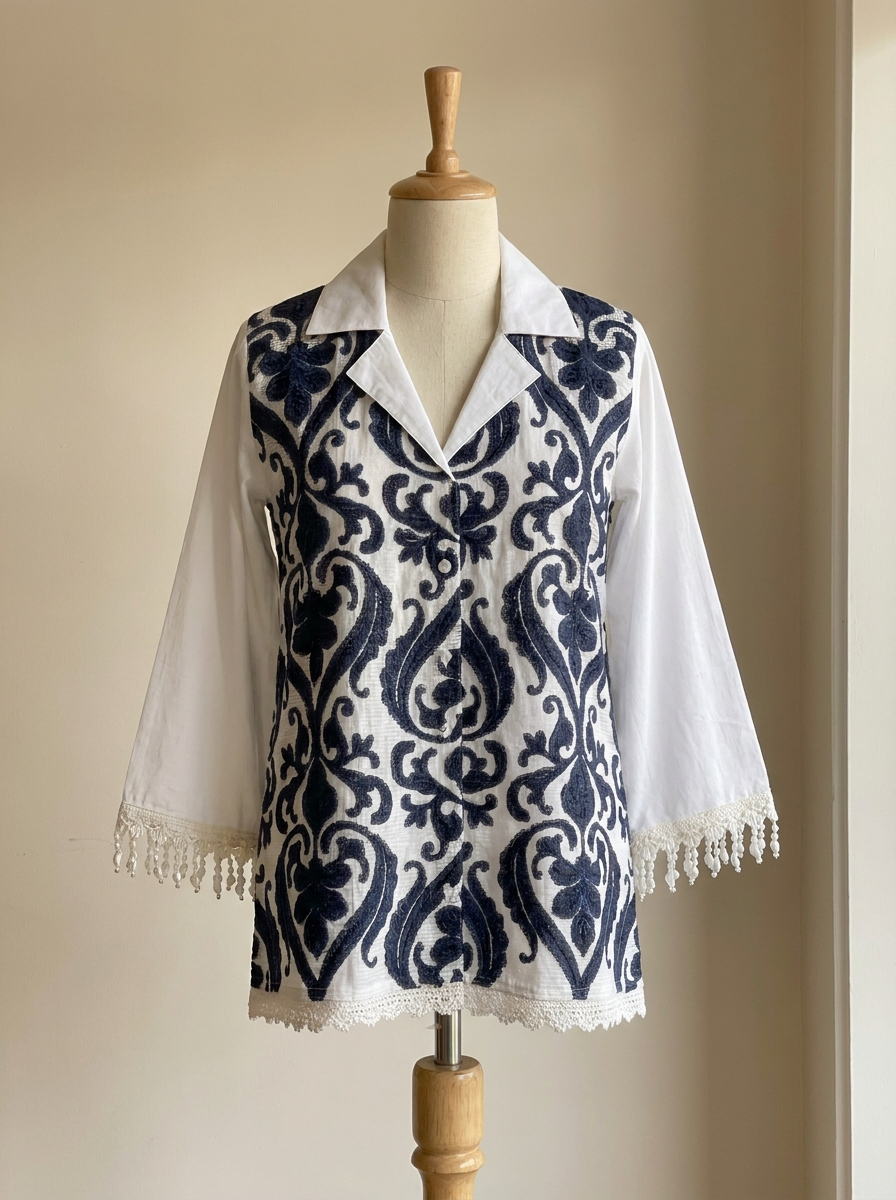 Meher Cotton Embroidered White 2-Piece Set (Devri – D.No 13317)