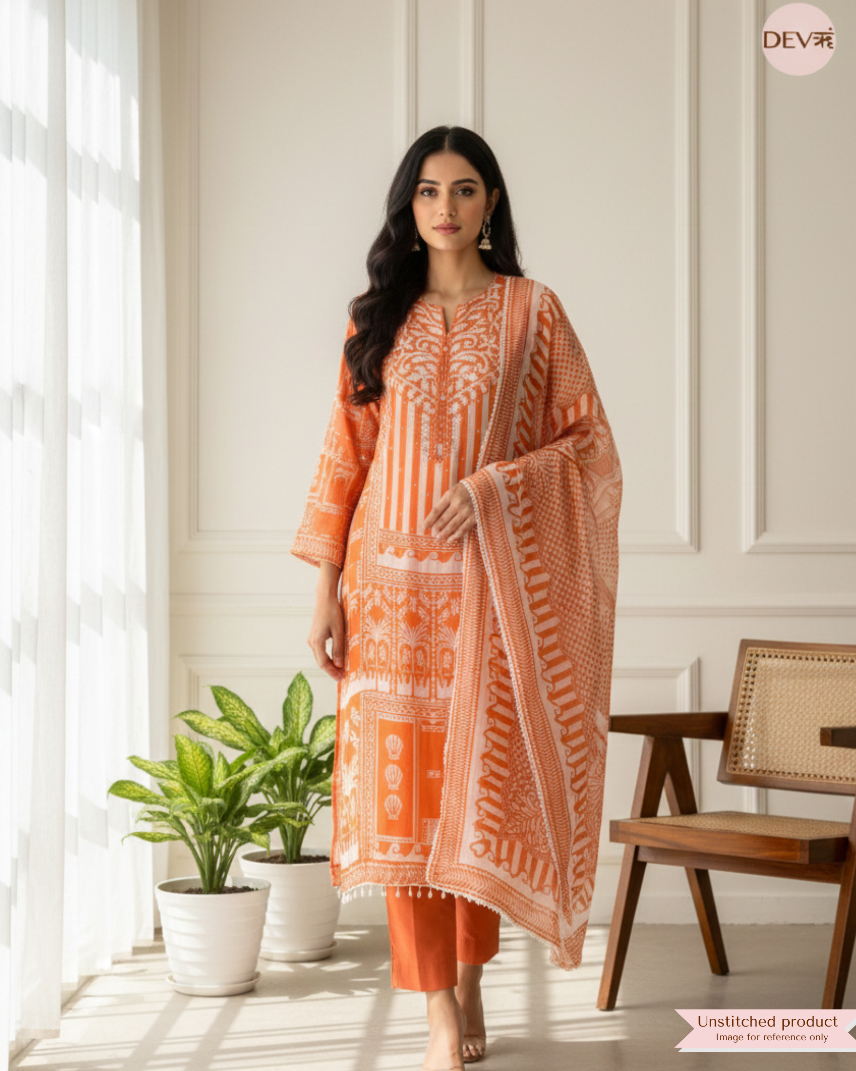 Lavender Organza Embroidered Unstitched 3-Piece Suit (Devri – D.No 12388)