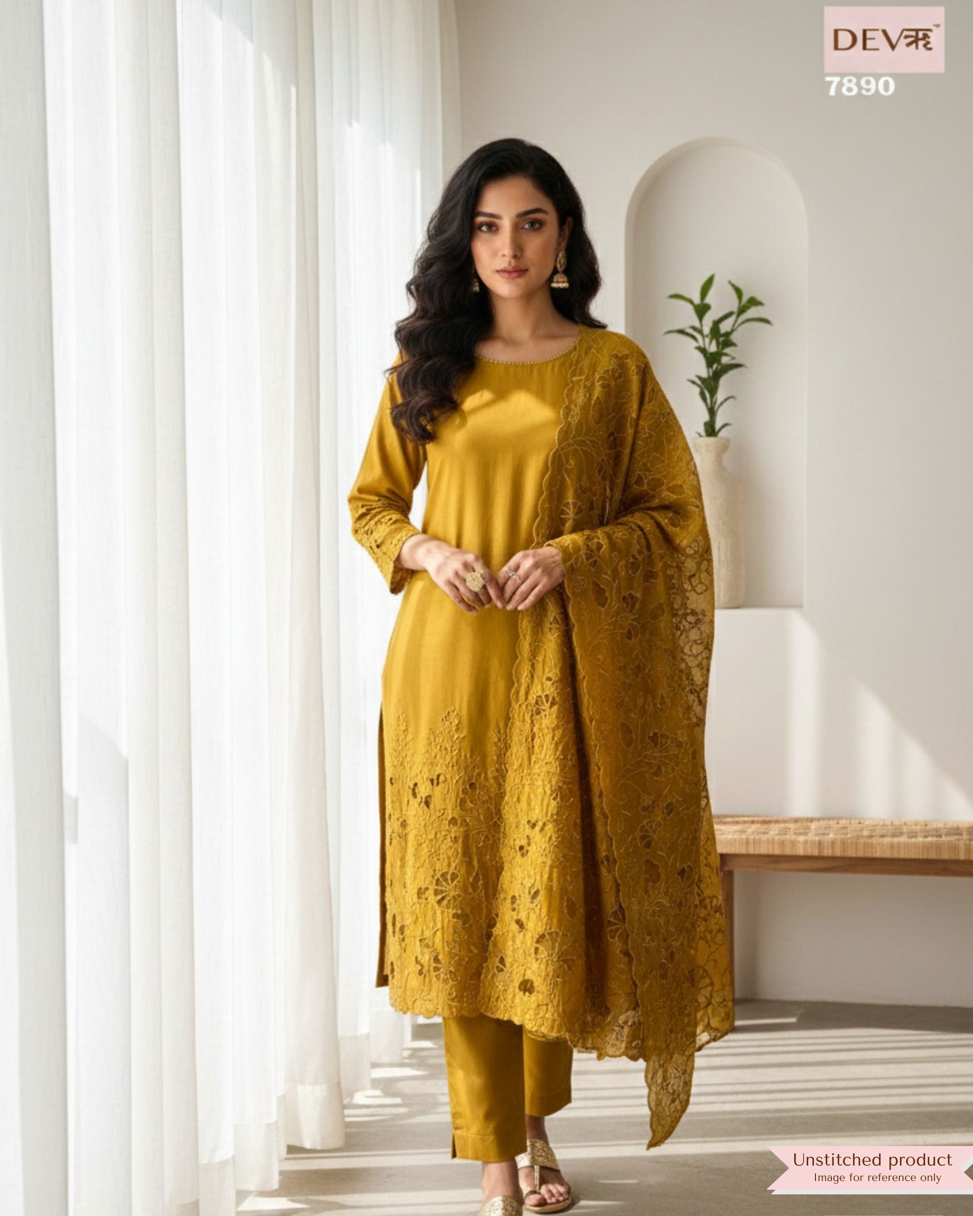Yellow cutwork bestselling suit set {7890}