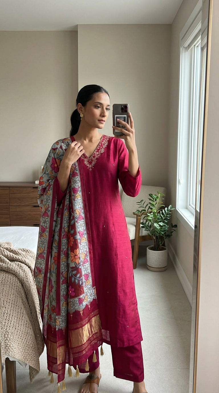 Ruby Luxe Silk 3-Piece Set {1037}