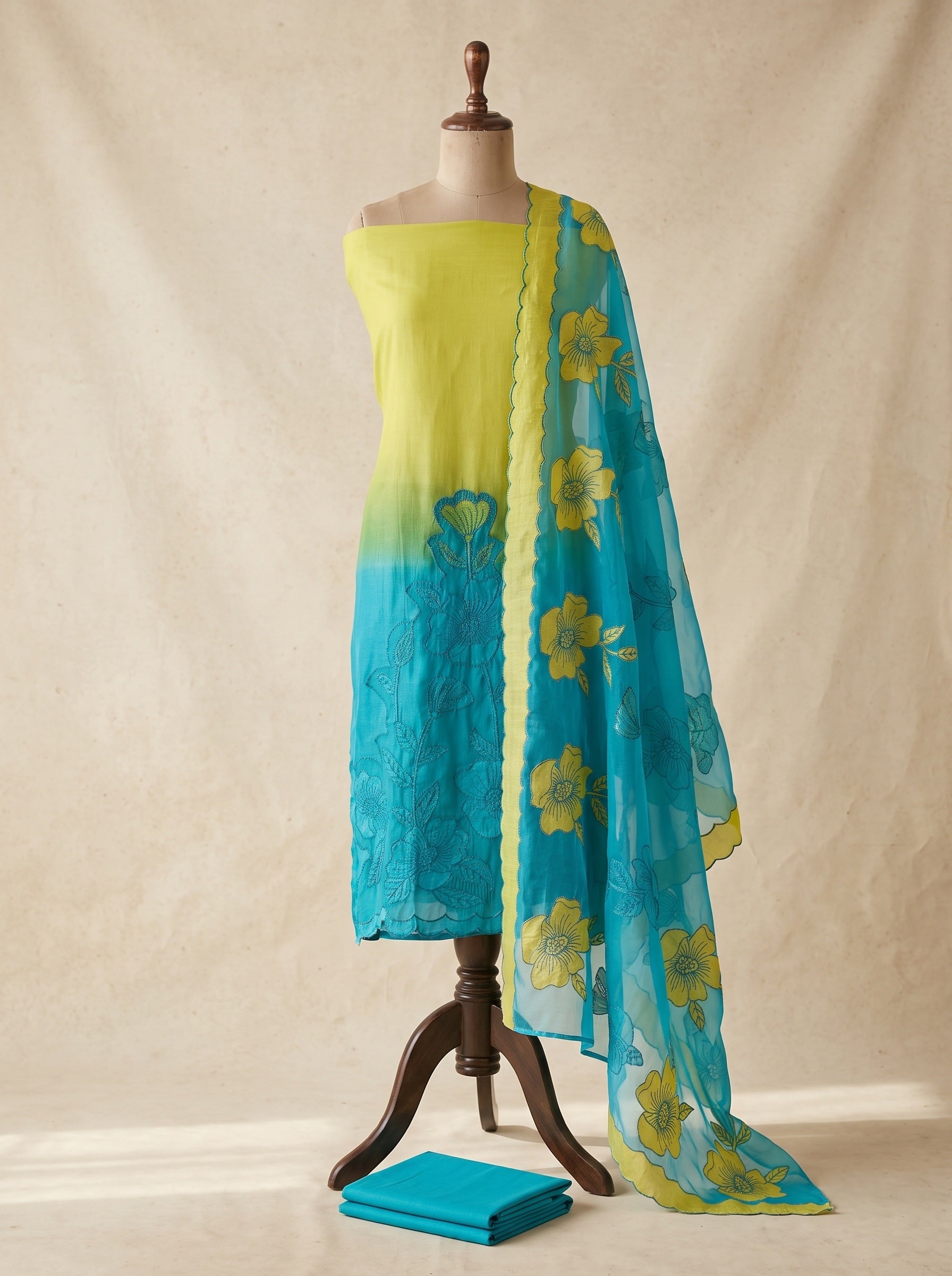 Lime Muslin Printed Unstitched 3-Piece Suit (Devri – D.No 13786)