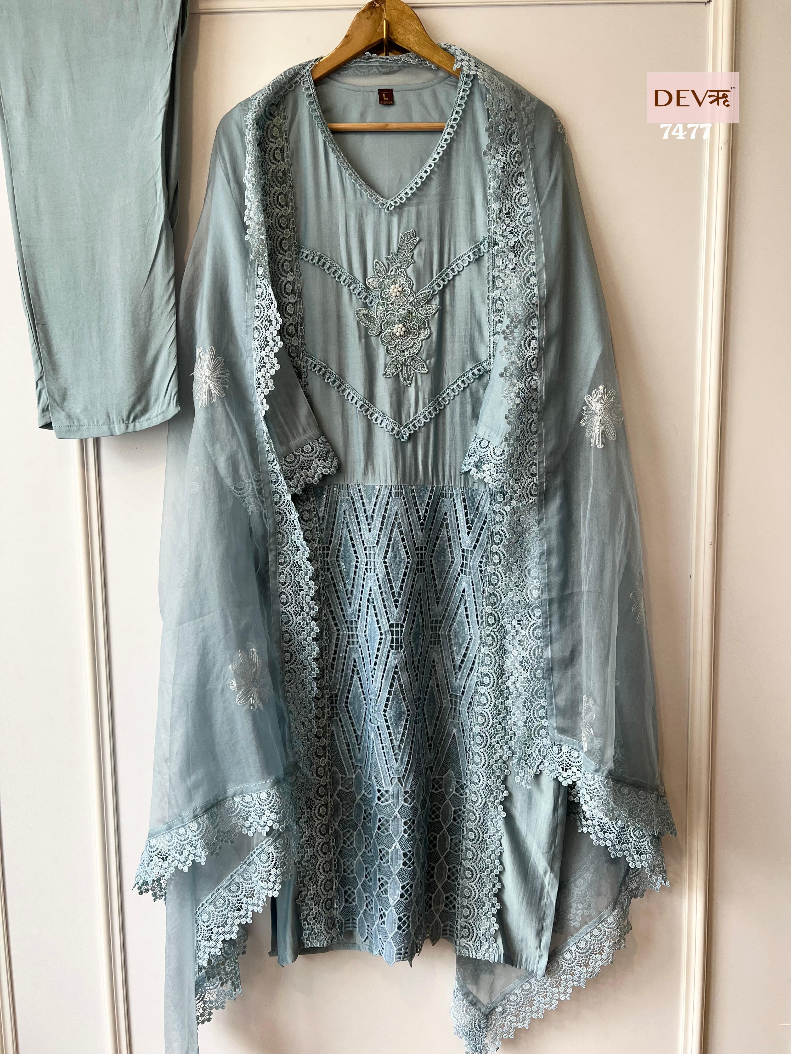 Powder blue laces Suit Set {7477}