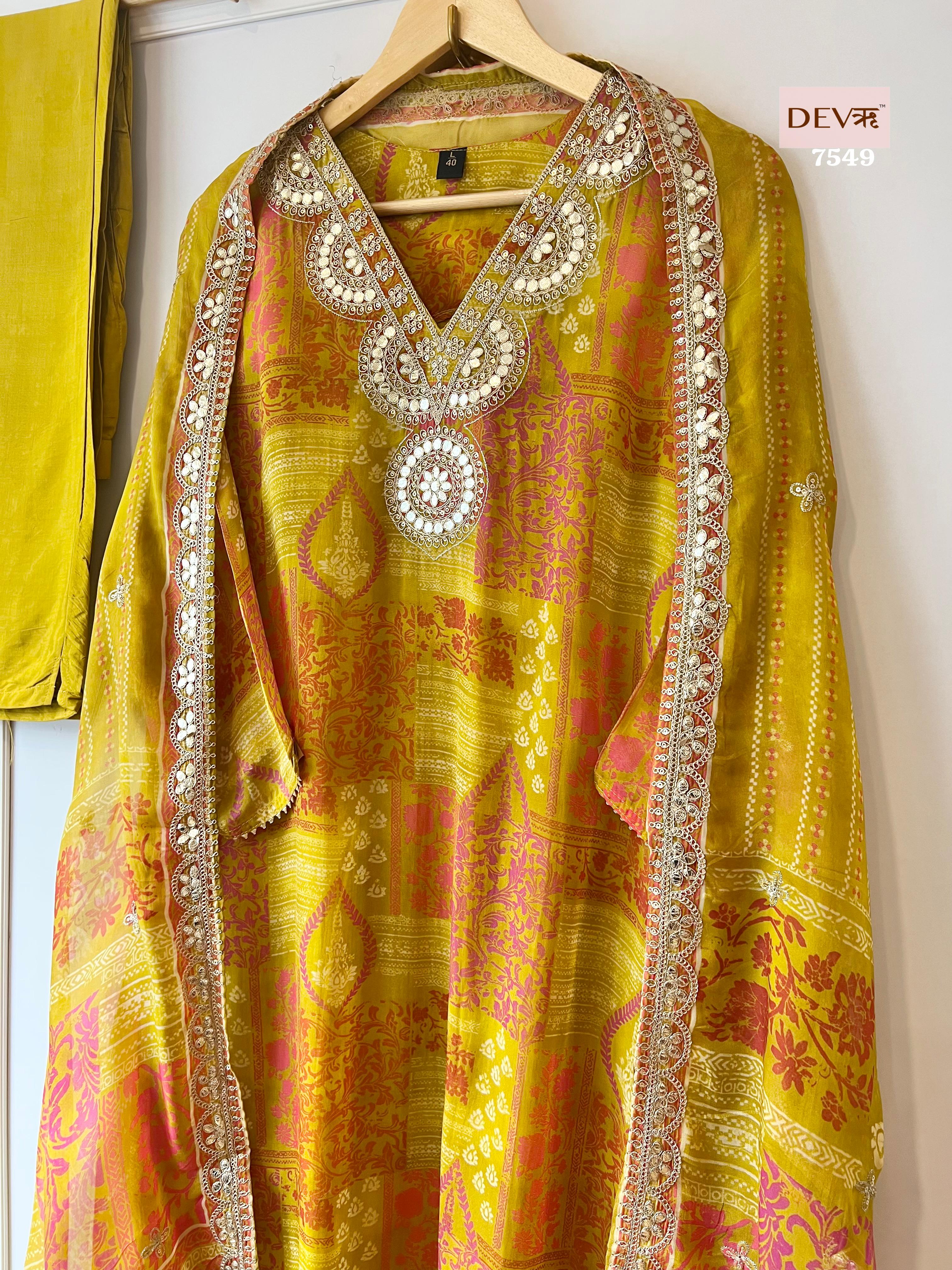 Haldi gota patti Organza Suit Set