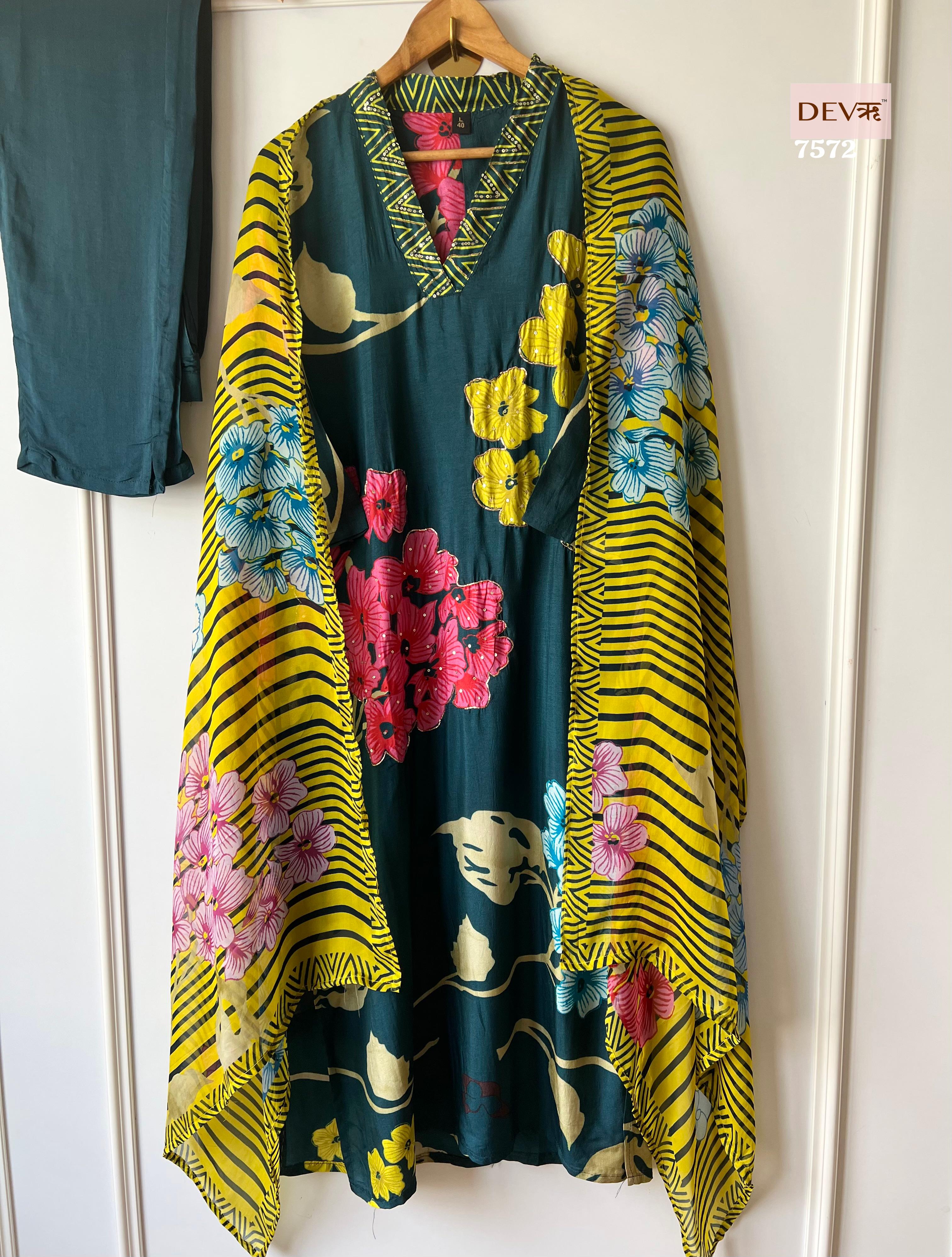 Russian Silk peacock Suit Set