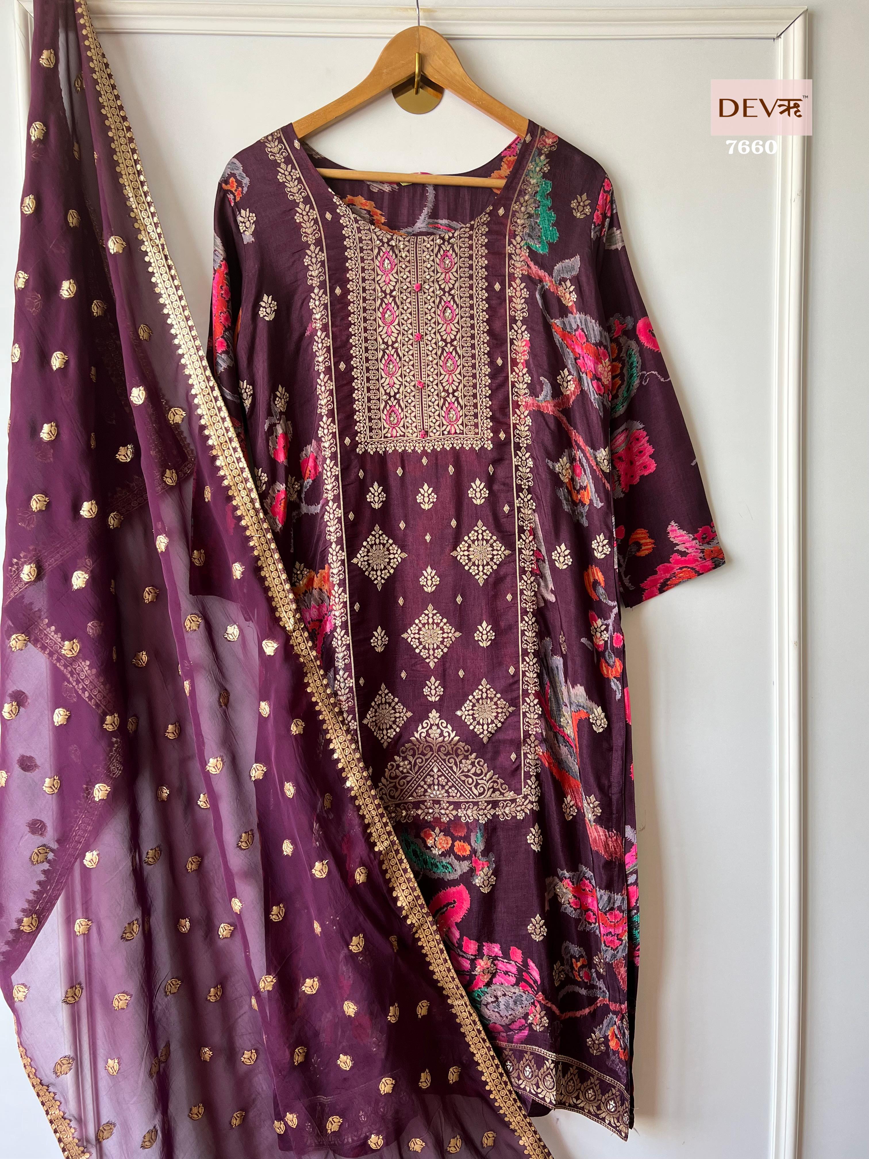 Purple Silk Suit Set