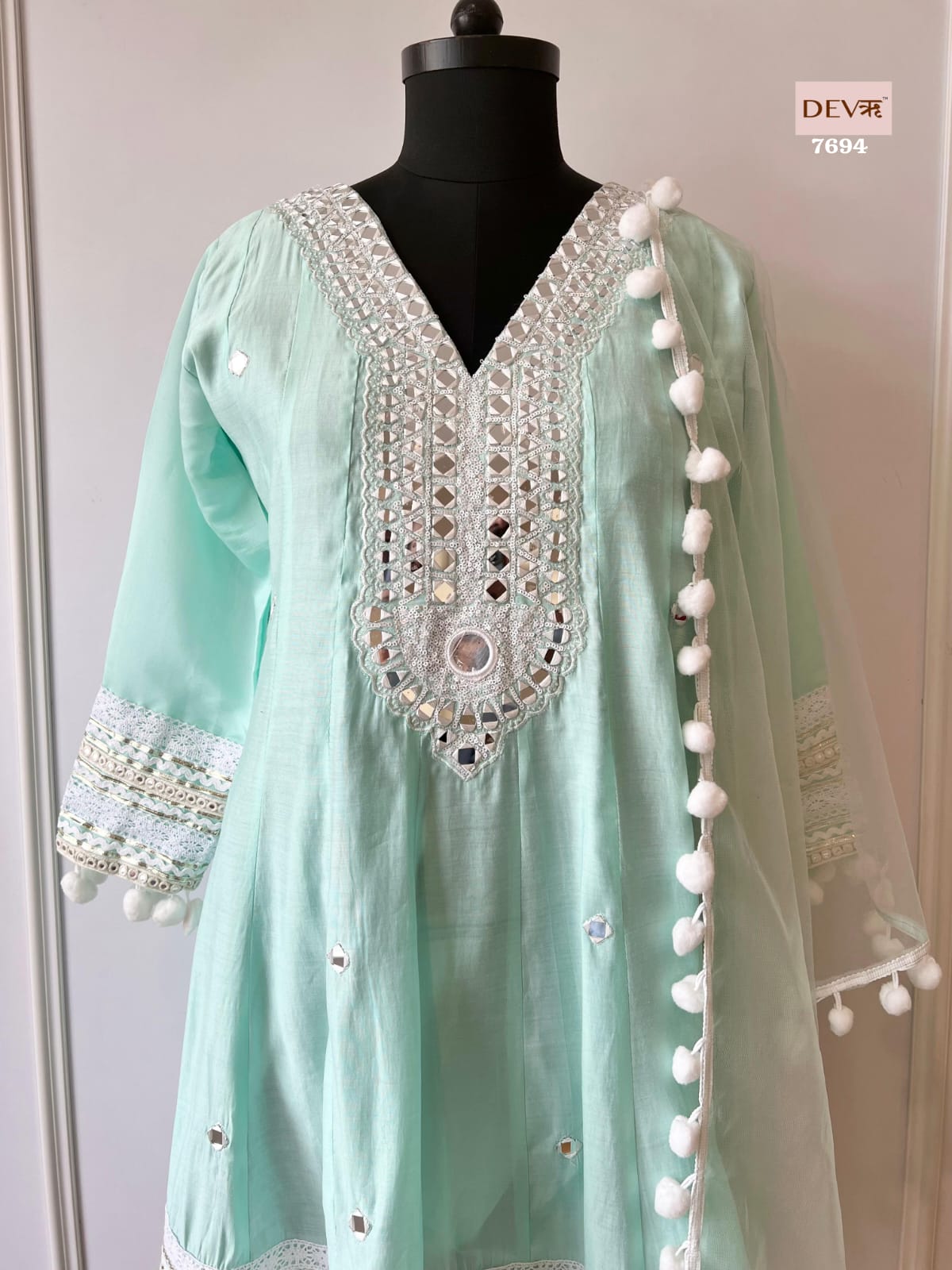 Blue Silk mirror Suit Set {7694}