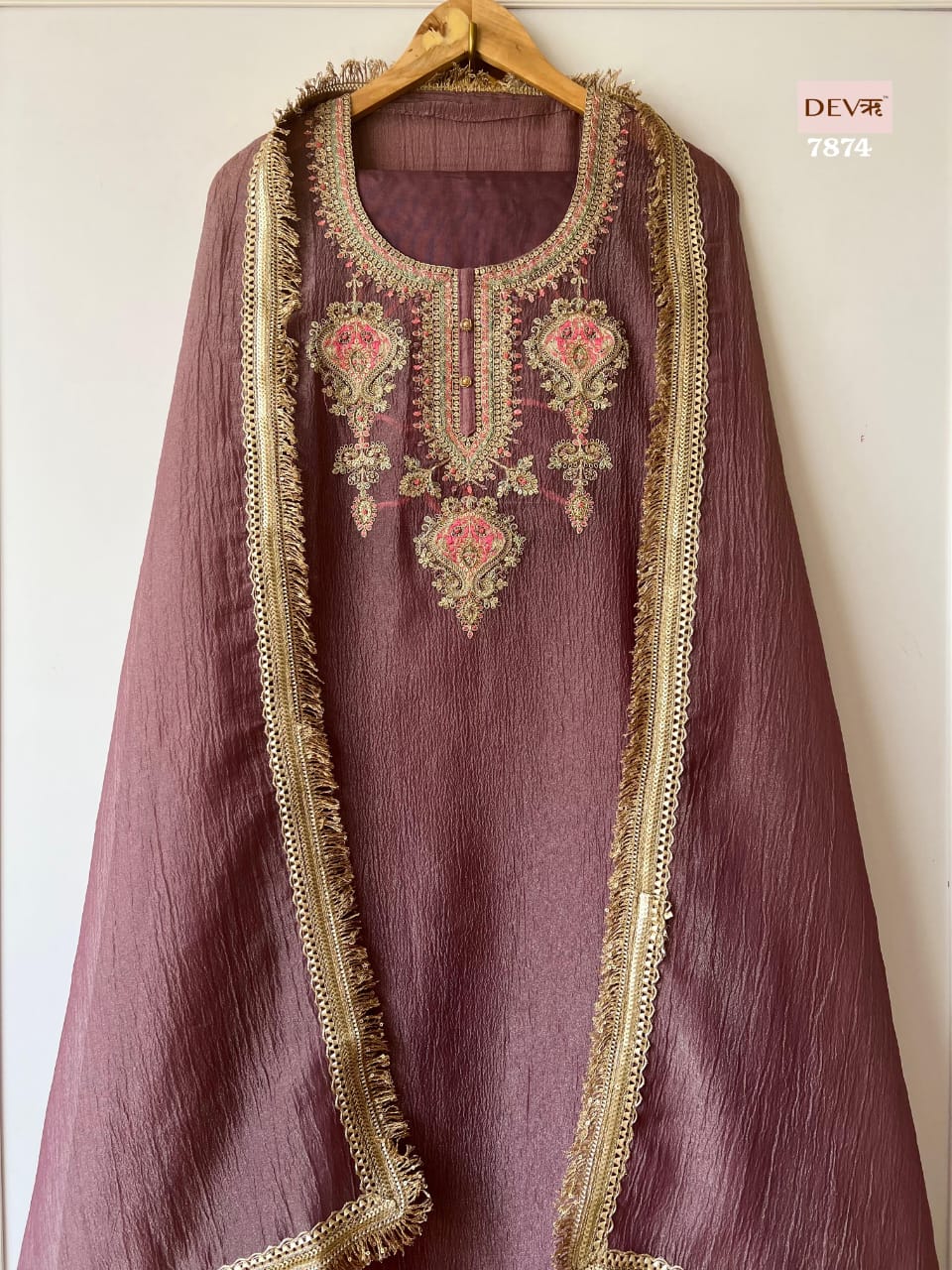 Pure tissue crush silk suit set {7874}