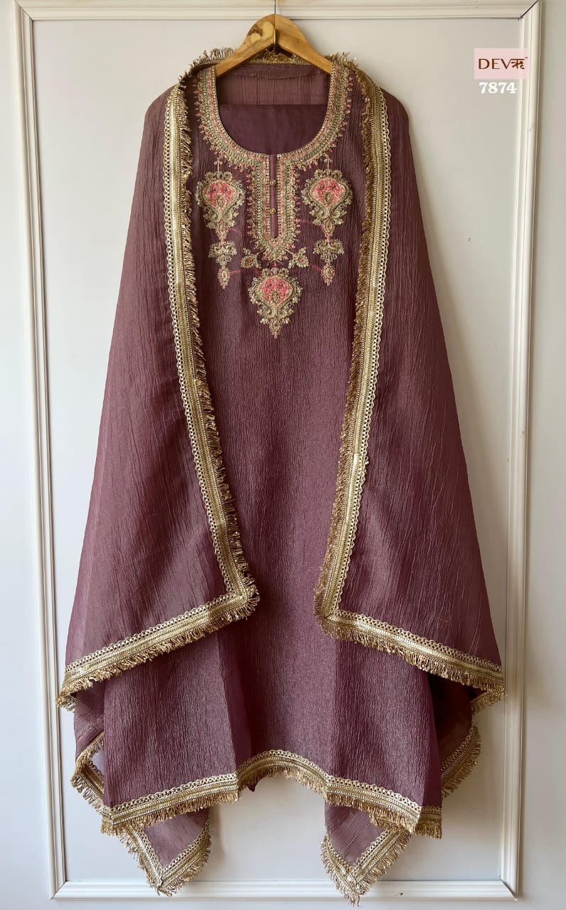 Pure tissue crush silk suit set {7874}