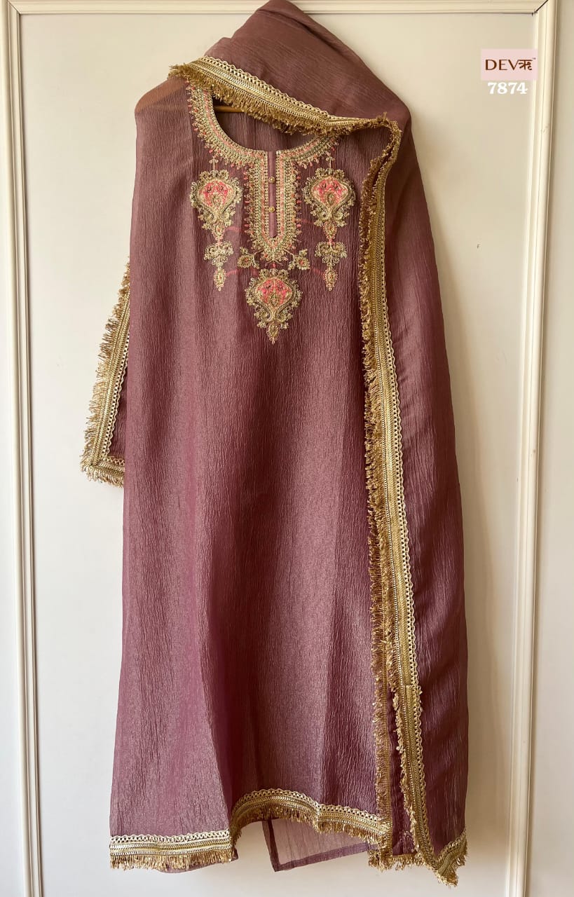 Pure tissue crush silk suit set {7874}