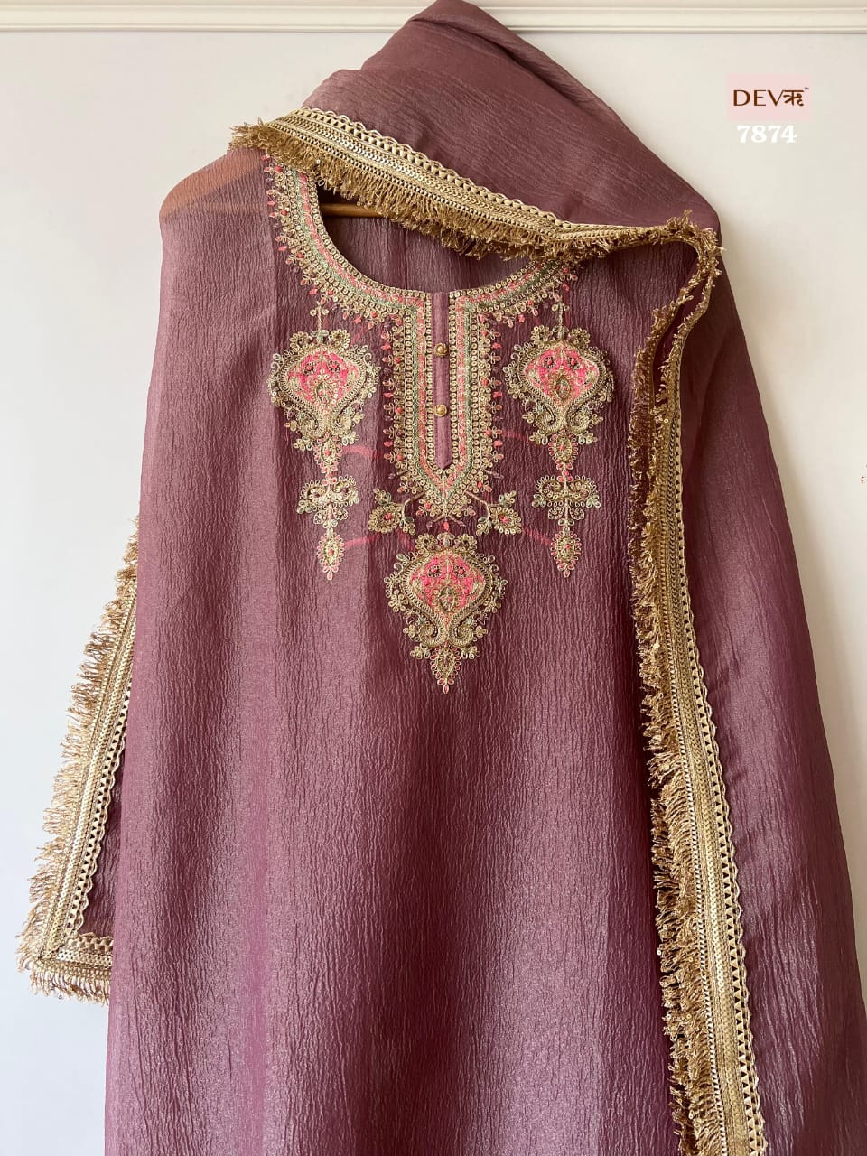 Pure tissue crush silk suit set {7874}